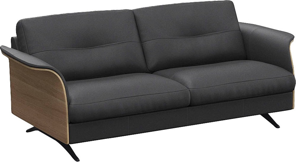 FLEXLUX 2,5-Sitzer »Glow Sofa, Couch, Premium-Sitzkomfort: Kaltschaum & Federkern«, Armlehnenblende in geölter Eiche, Fuß schwarz