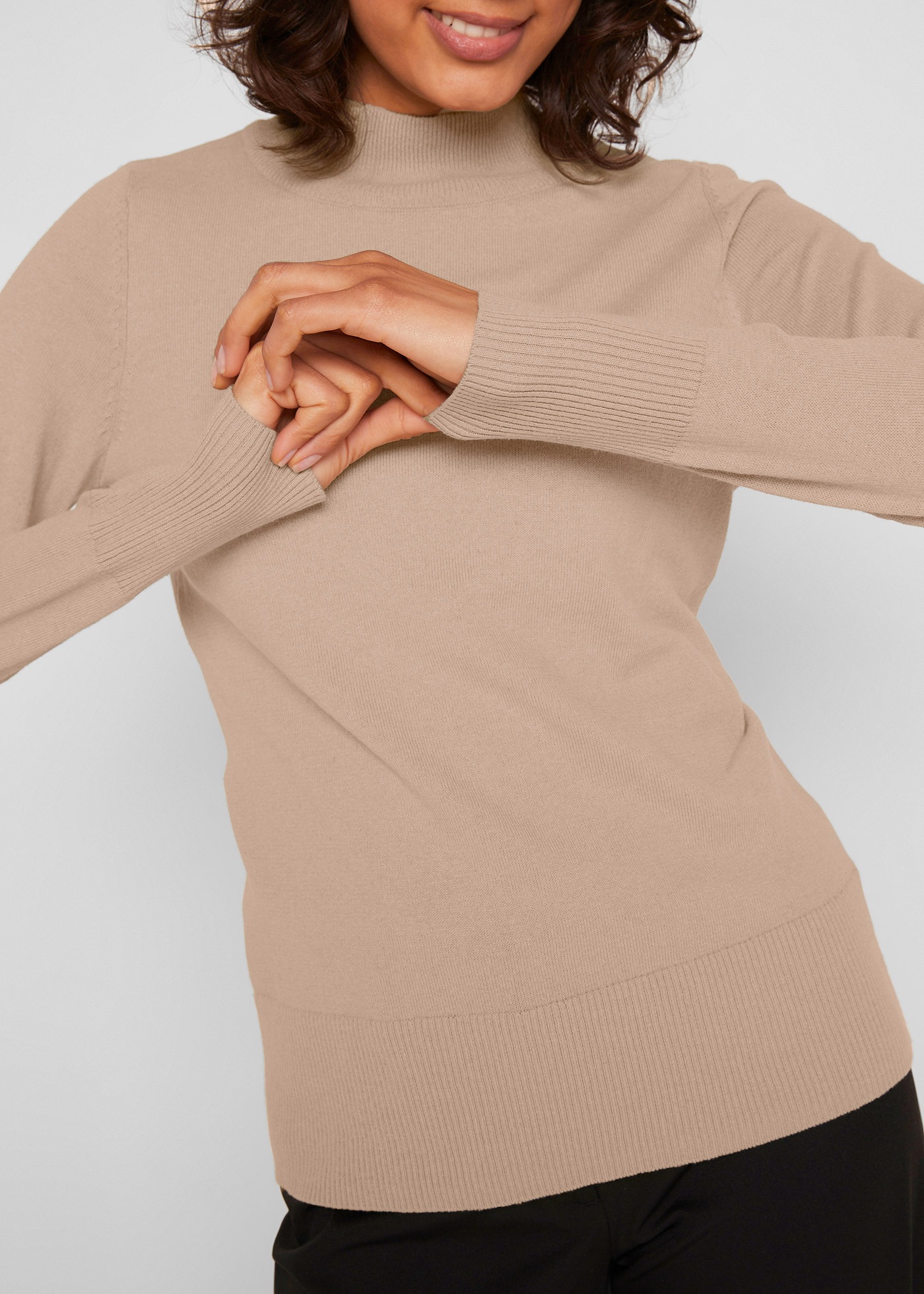 bonprix Strickpullover aus Baumwollmischung, mit Stehkragen, unifarben, beq günstig online kaufen