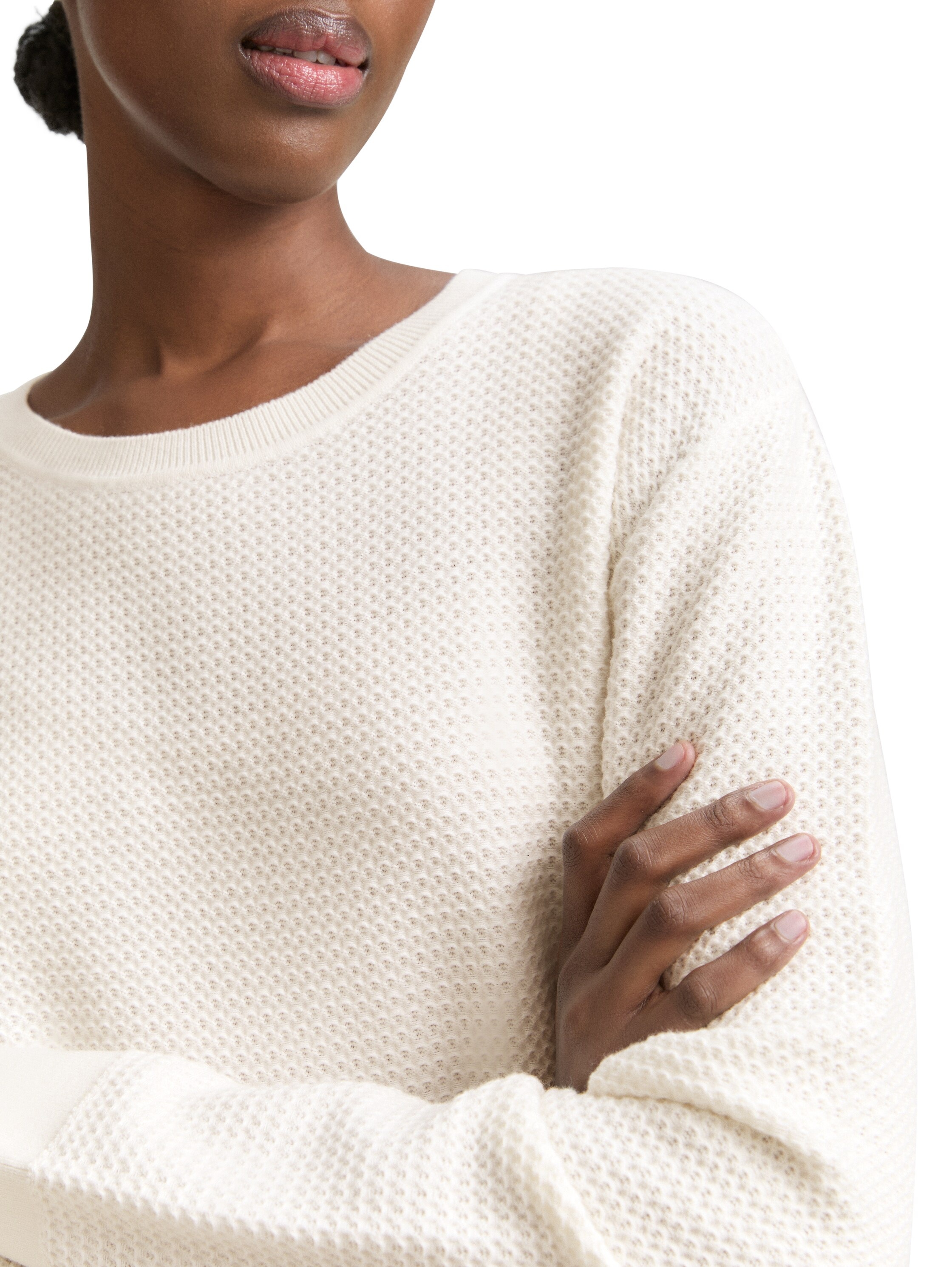 TOM TAILOR Denim Strickpullover, mit Rippbündchen