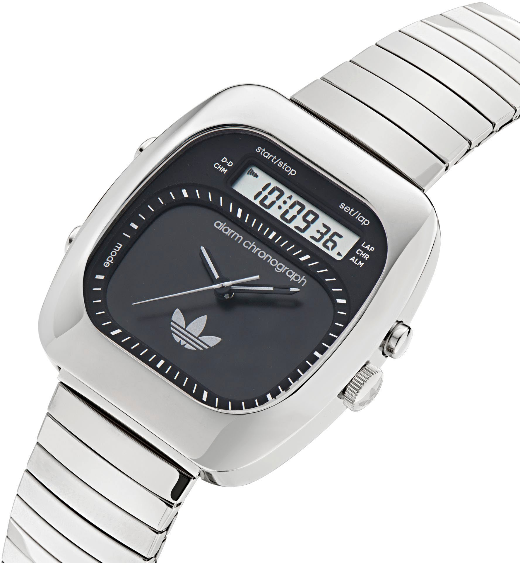 adidas Originals Chronograph »RETRO WAVE THREE«, Armbanduhr, Herrenuhr, Damenuhr,Edelstahlarmband,Stoppfunktion,digital