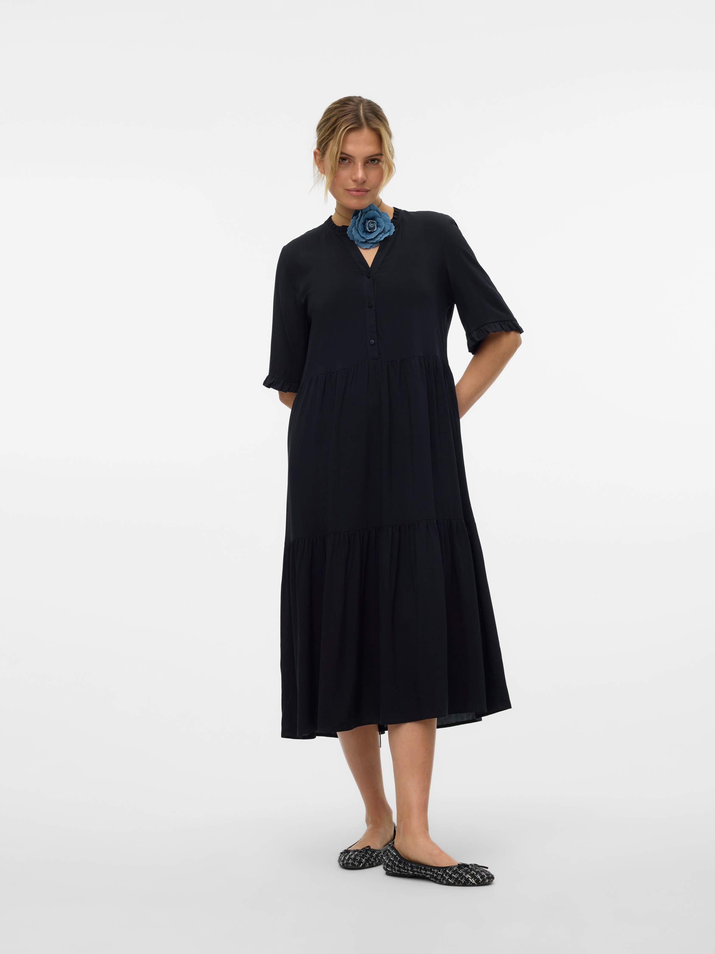 Vero Moda Sommerkleid »VMEASY JOY 2/4 FRL CALF DRESS WVN GA« Viskose, regular fit