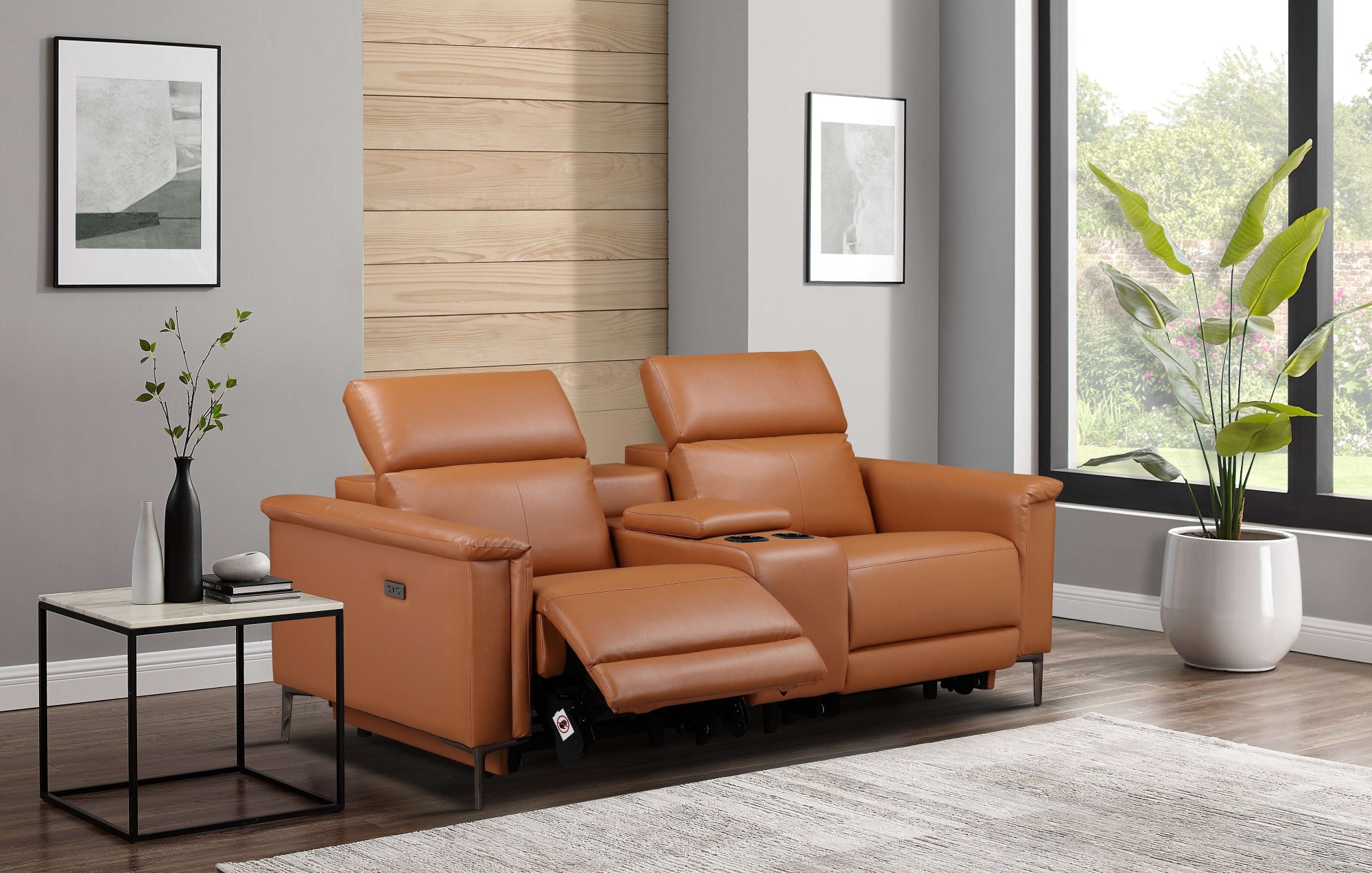 OTTO home "LUND, Naturleder, Kinosofa, Relaxfunktion, TV-Sessel, man./elektrisch" elektr. mit USB-A, Kopfteilverstellung, Getränhalter u. Staufach