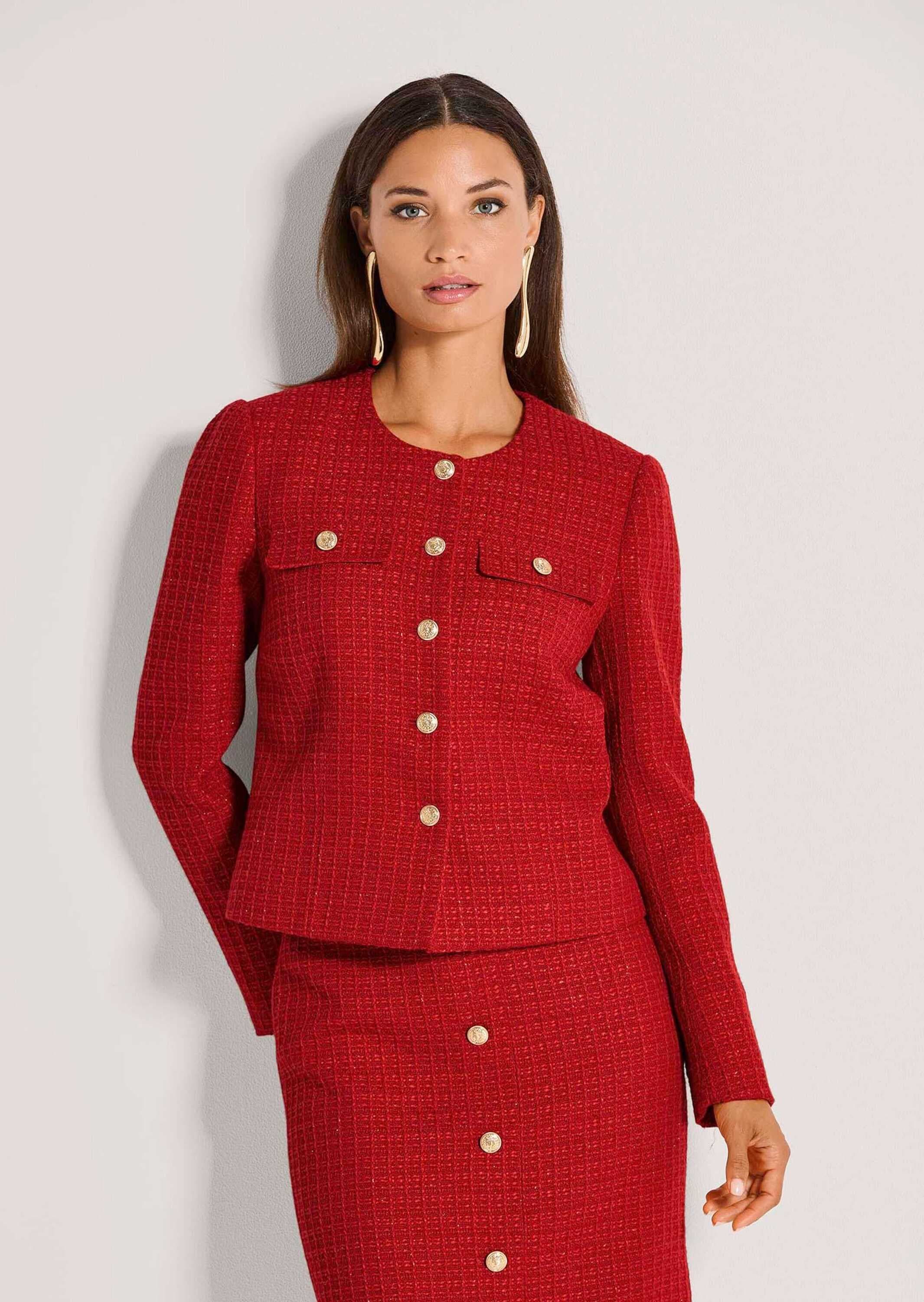 MADELEINE Jerseyblazer »Blazer Couturiger Kurzblazer mit goldfarbenen Knöpfen«