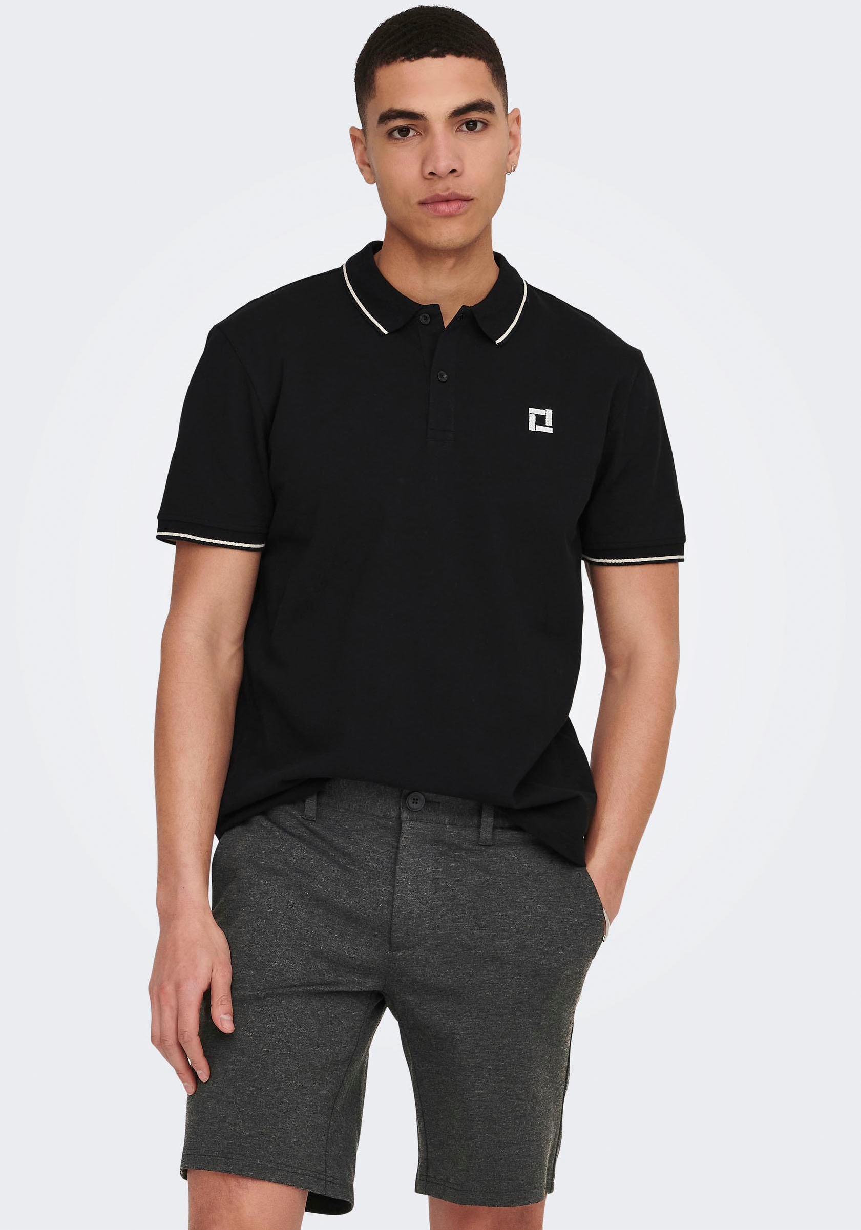 ONLY & SONS "ONSFLETCHER SLIM SS POLO NOOS" Baumwolle, normal geschnitten