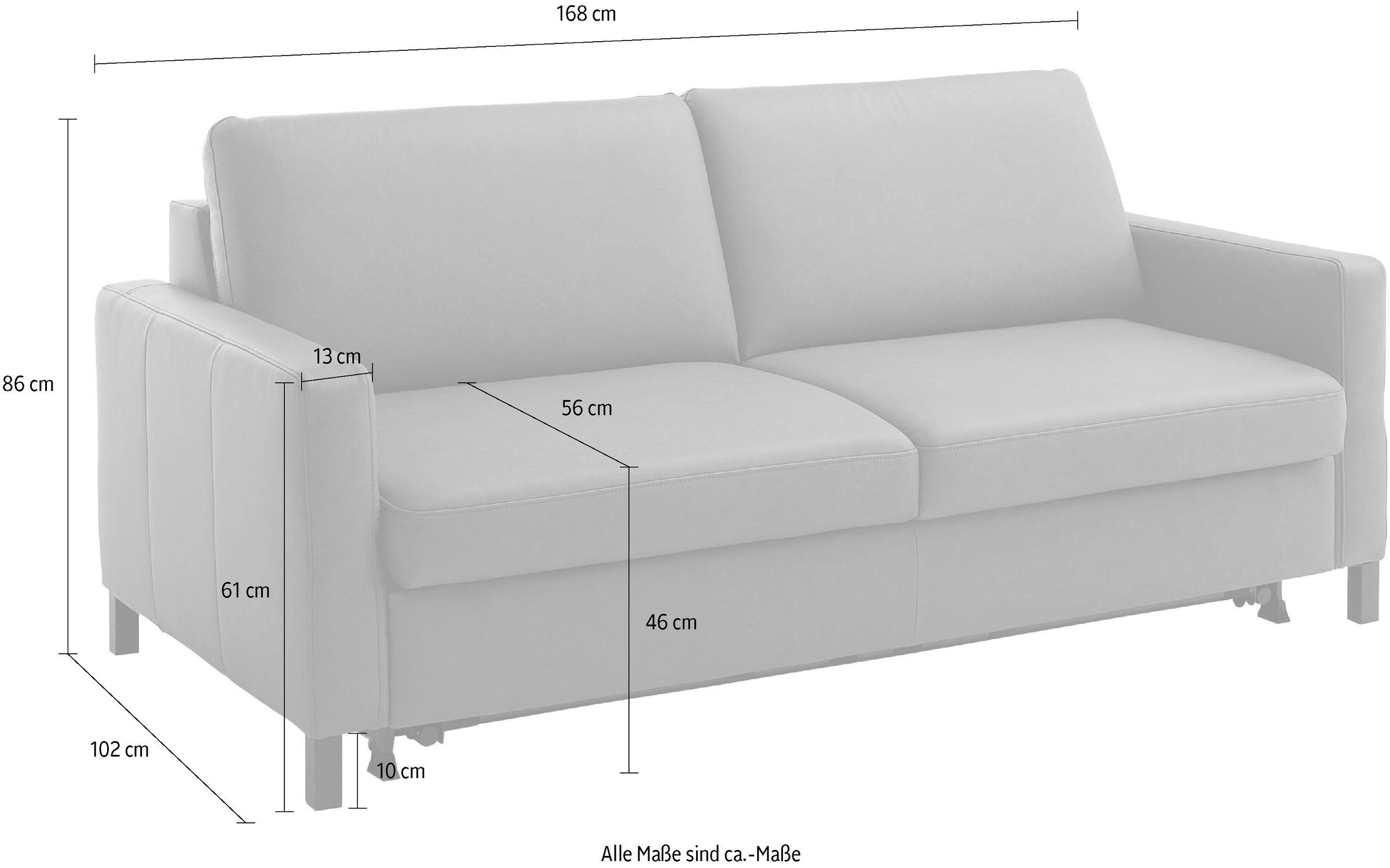 Home affaire Schlafsofa »Calestra, 2-Sitzer mit Kaltschaummatratze, Breite 168 cm«