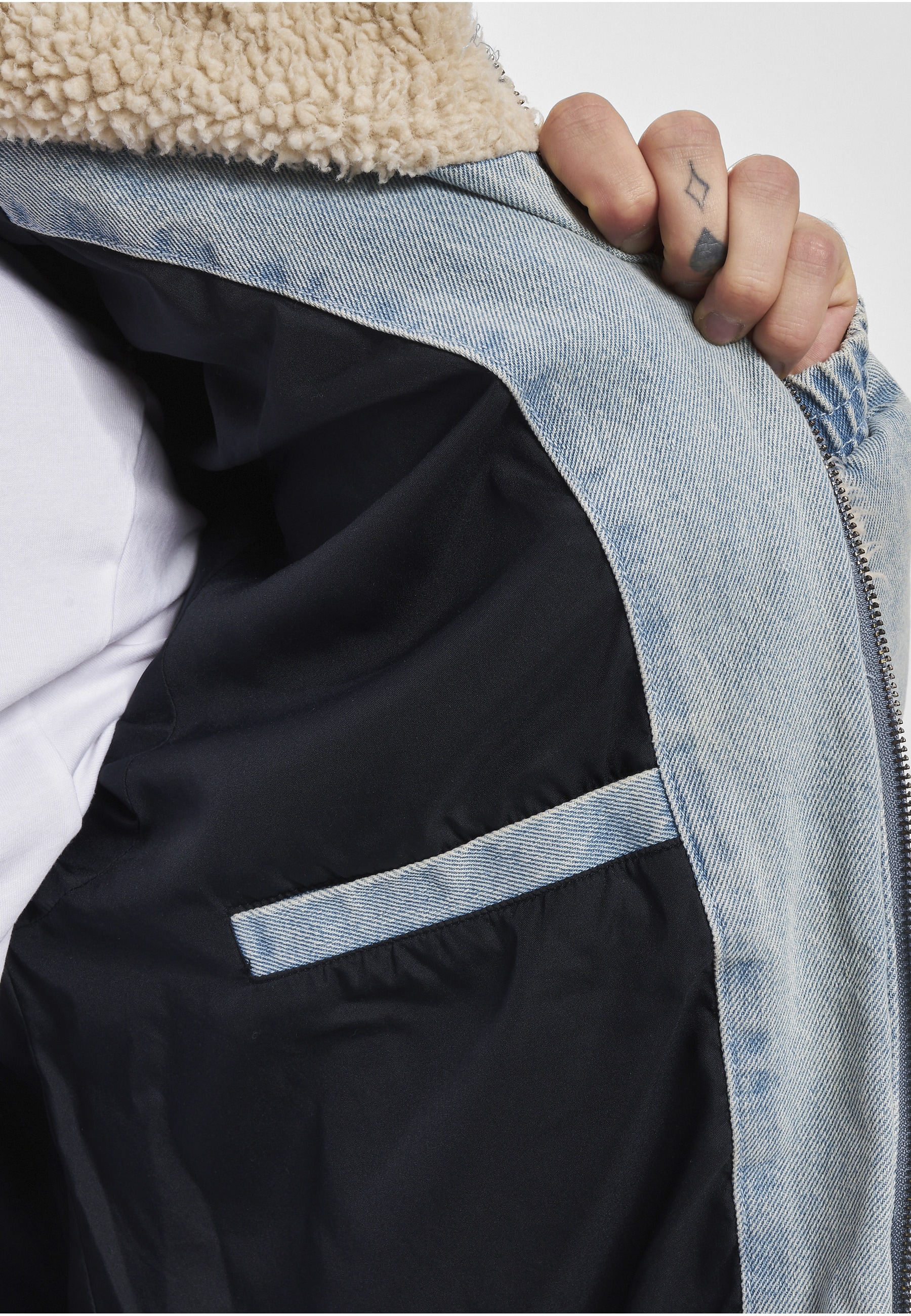 Karl Kani Winterjacke »Karl Kani Herren KM234-036-1 KK Retro Denim Teddy Puffer Jacket« 1 Stk. tlg. ohne Kapuze