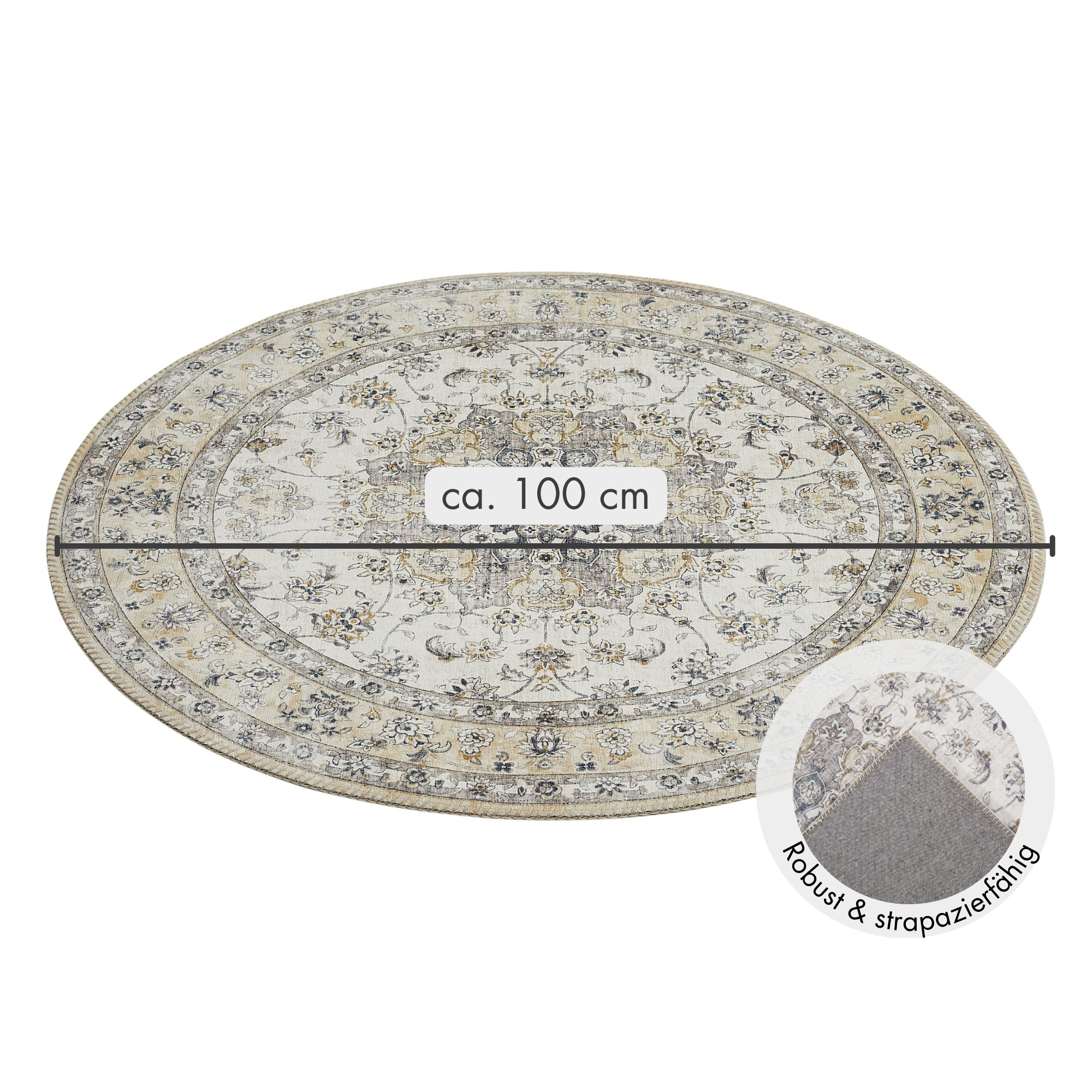 LUXOR living Teppich »Prima 3« rund 7 mm Höhe Kurzflor, Orient-Optik, Vintage Design
