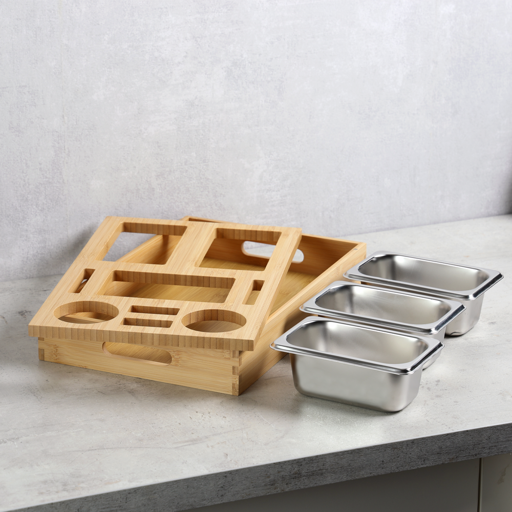 KESPER® Servierbrett »Couchbar, Bambus, FSC« mit entnehmbaren Metallschalen