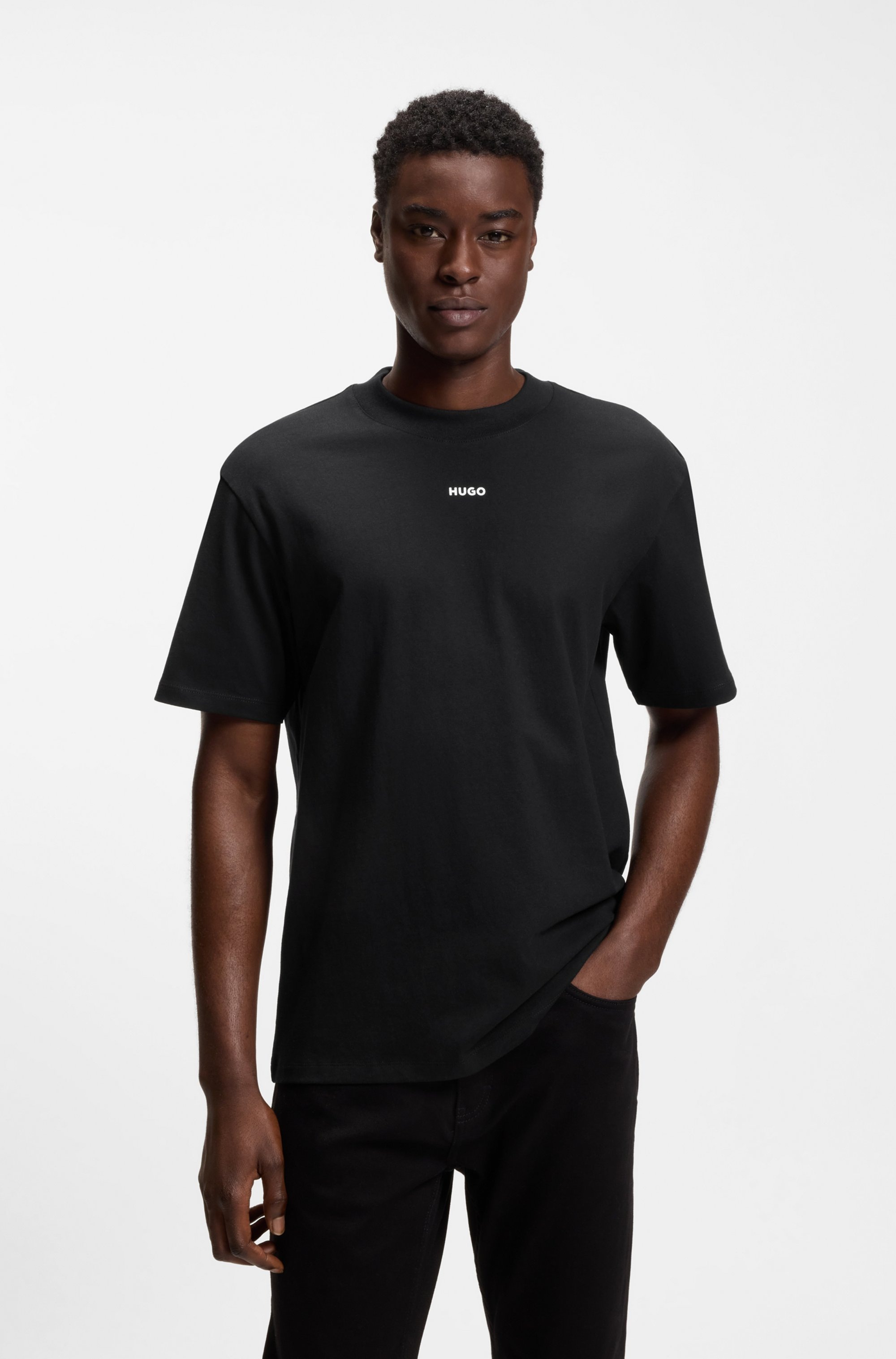 HUGO T-Shirt Rundhalsausschnitt, Relaxed Fit, Logo-Print günstig online kaufen