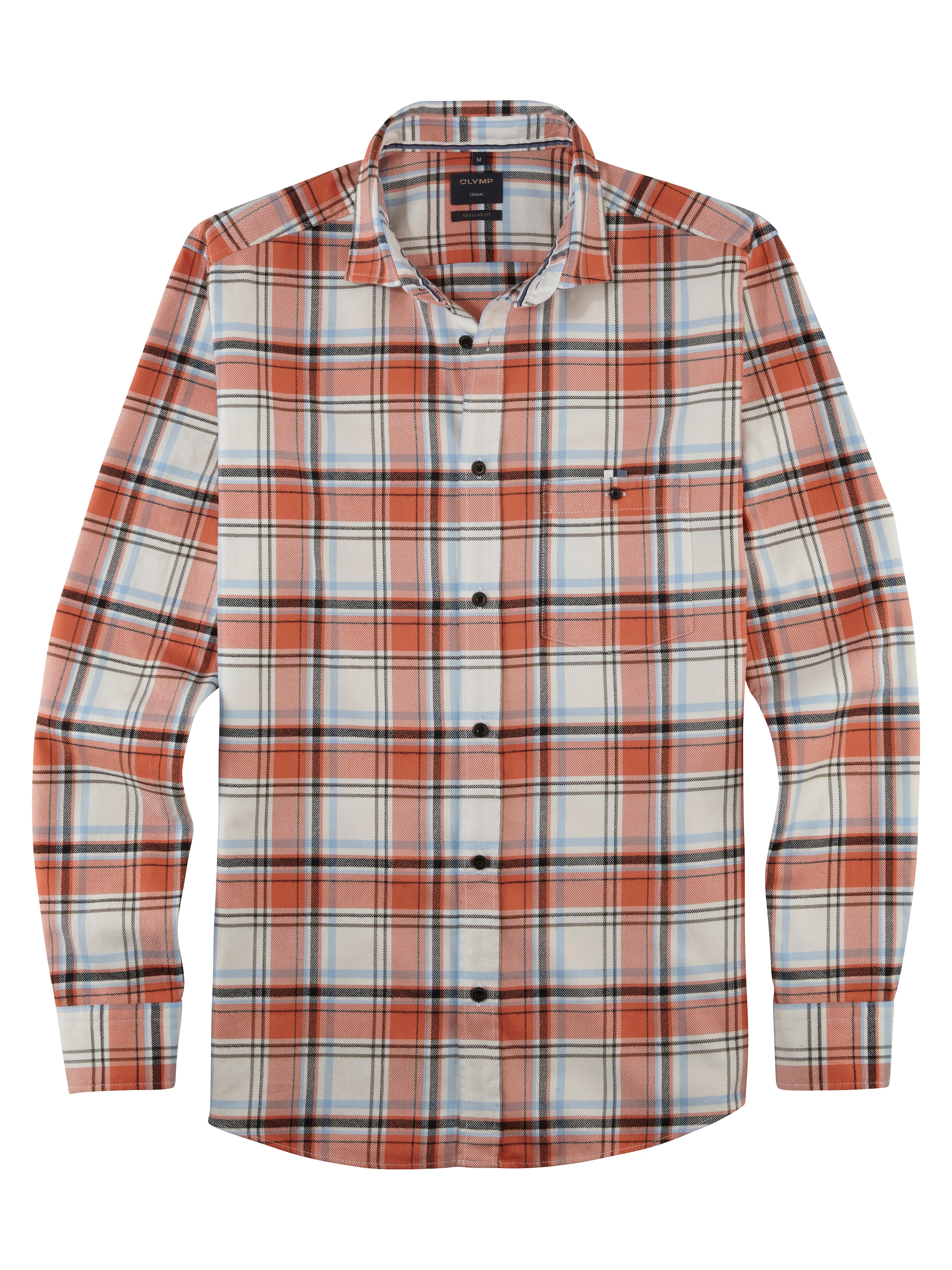 OLYMP Langarmhemd »Casual« im Karodessin, Brusttasche mit Knopf
