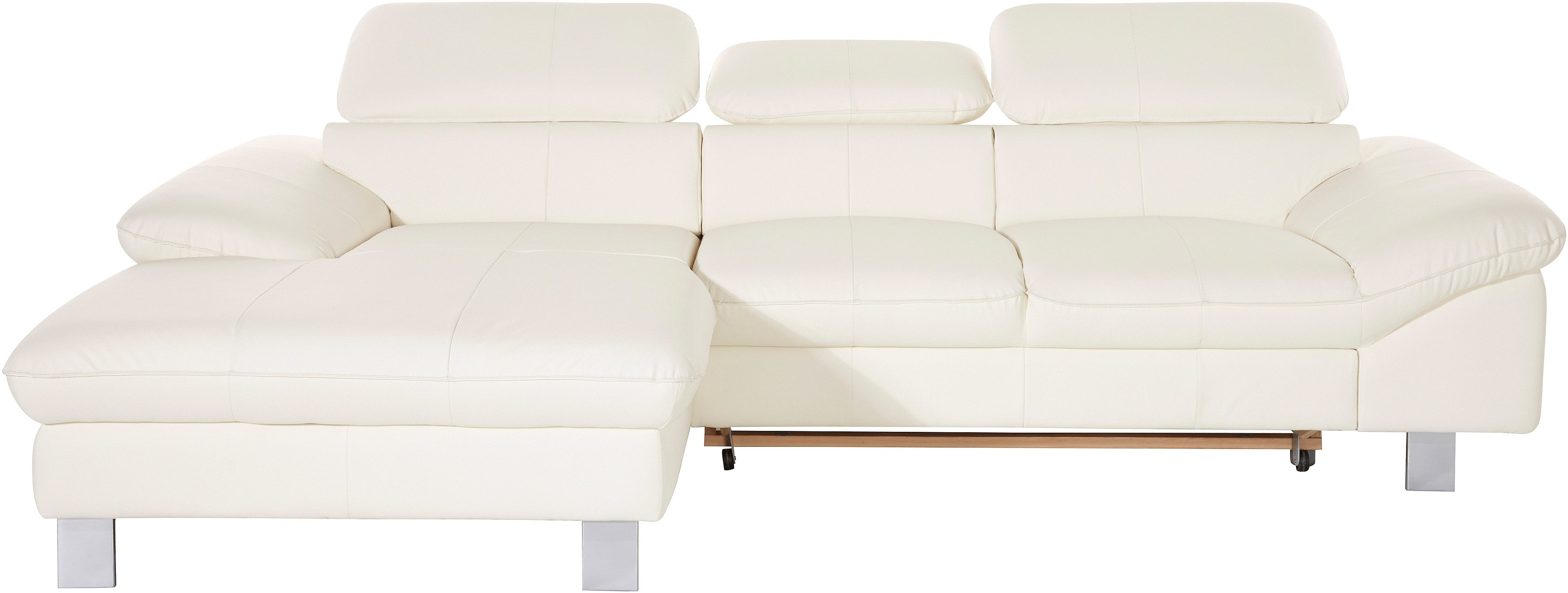 COTTA Ecksofa "Driver L-Form, B: 268 cm, moderne Couch mit Wellenunterfederung, Leder" Kopfteilverstellung, opt. Schlaffunktion + XL Bettkasten, LF:191x129cm