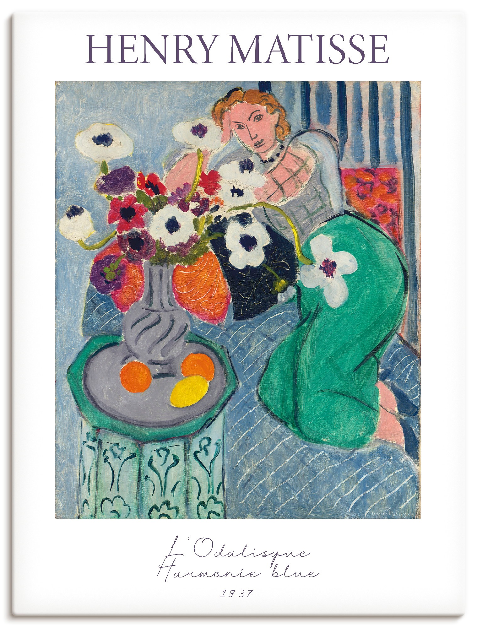 Wandbild ARTLAND "L'Odalisque, Harmonie blue. 1937", farbe bild(er): blau, B:45cm H:60cm, Bilder, als Alubild, Leinwandbild, Poster, Wandaufkleber in verschied. Größen 4