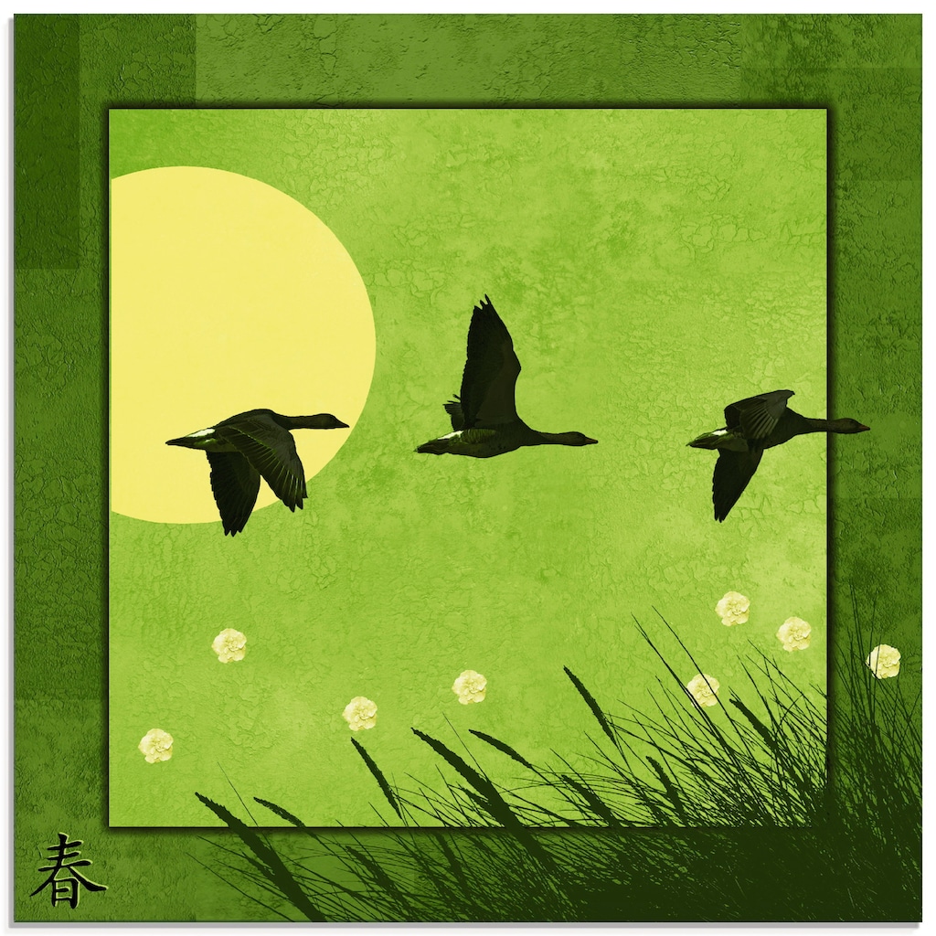 Artland Glasbild »Serie vier Jahreszeiten - Frühling«, Vögel, (1 St.)