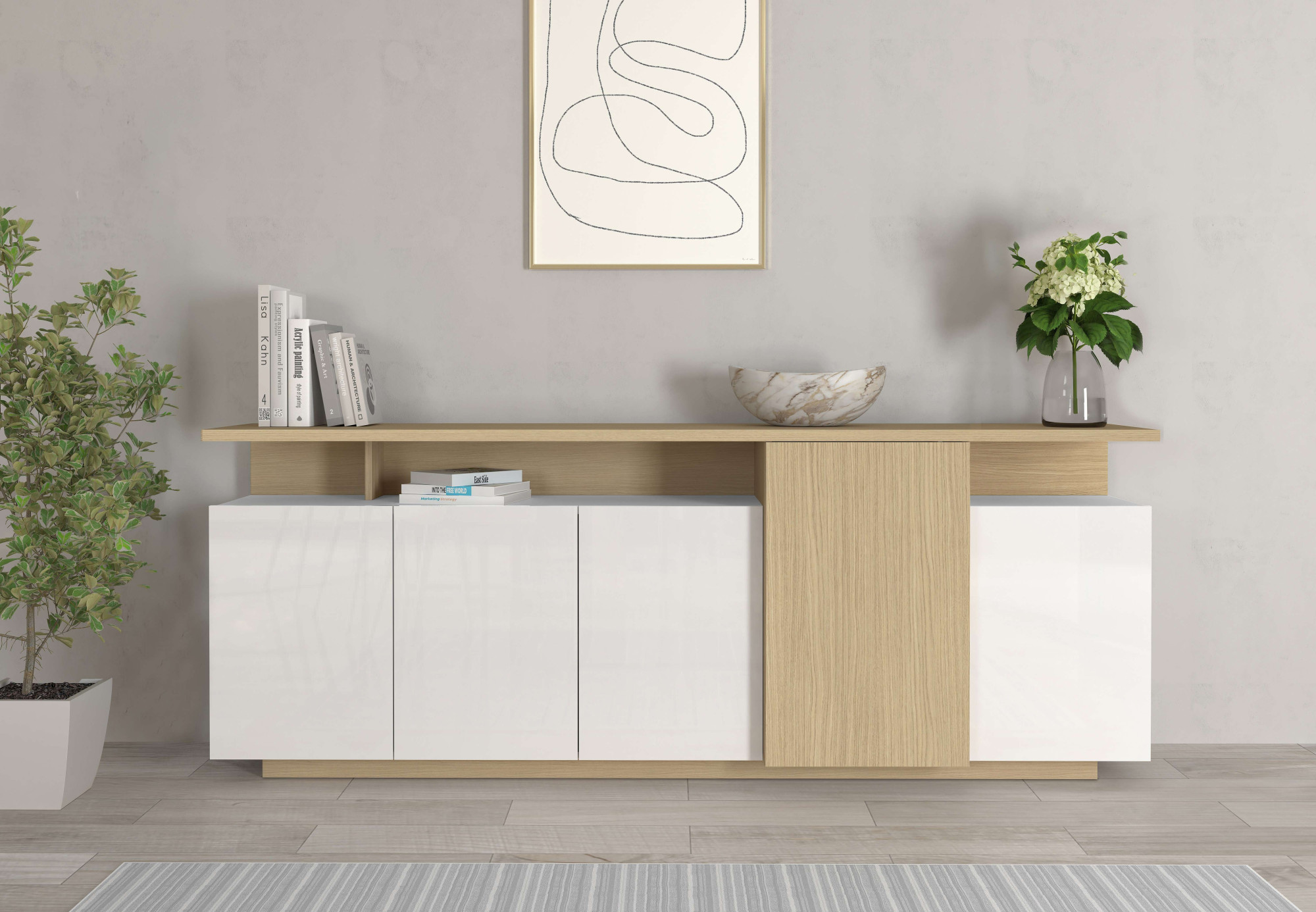 OTTO home "Sideboard ETHOS, Kommode, Schrank, Kredenz" 1 Stk. tlg. Mit 5 Drehtüren, 8 Innenfächern und 2 Außenfächern, B.210 cm