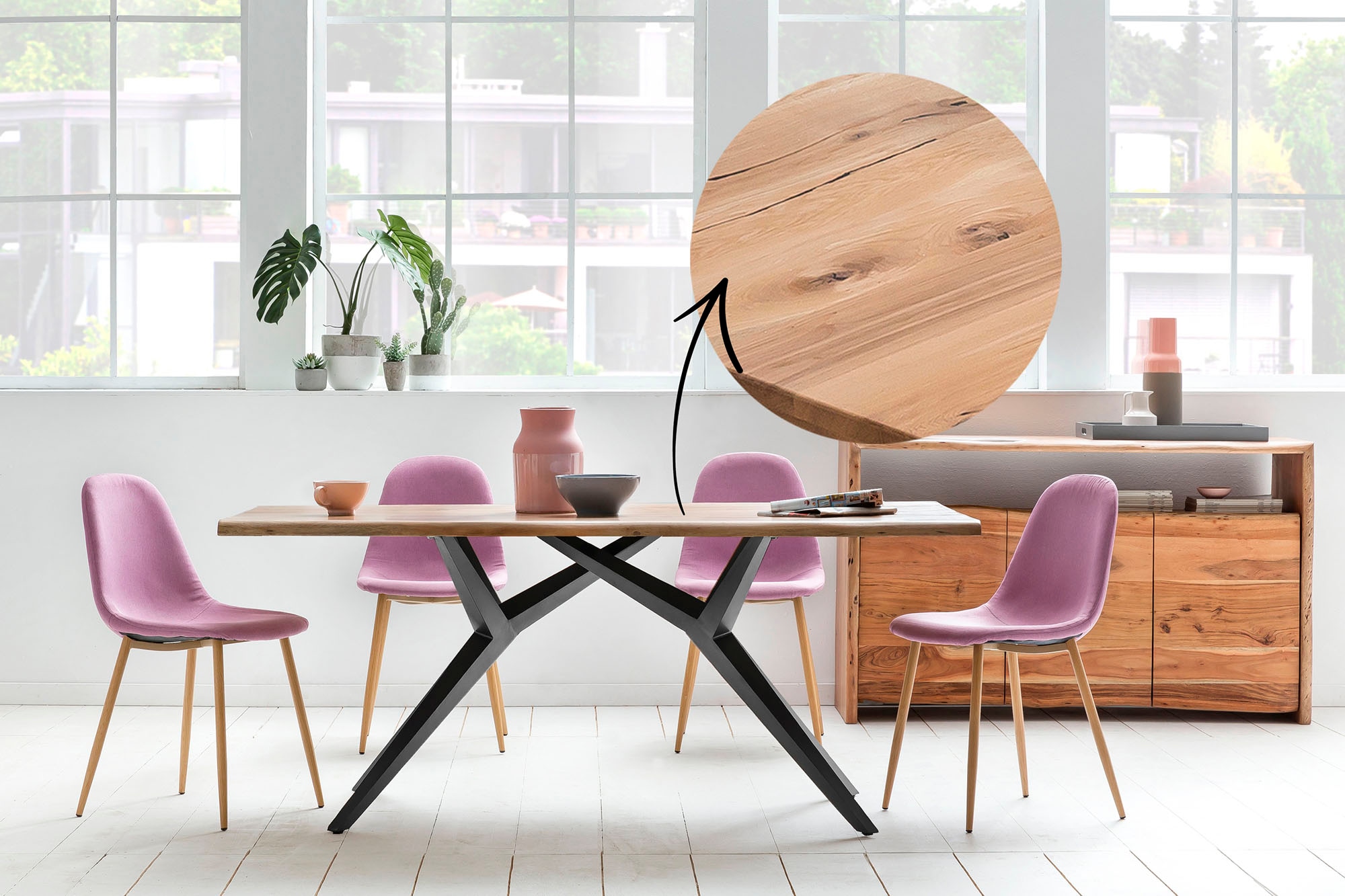SIT Esstisch, Design-Gestell im industriellen Antiklook