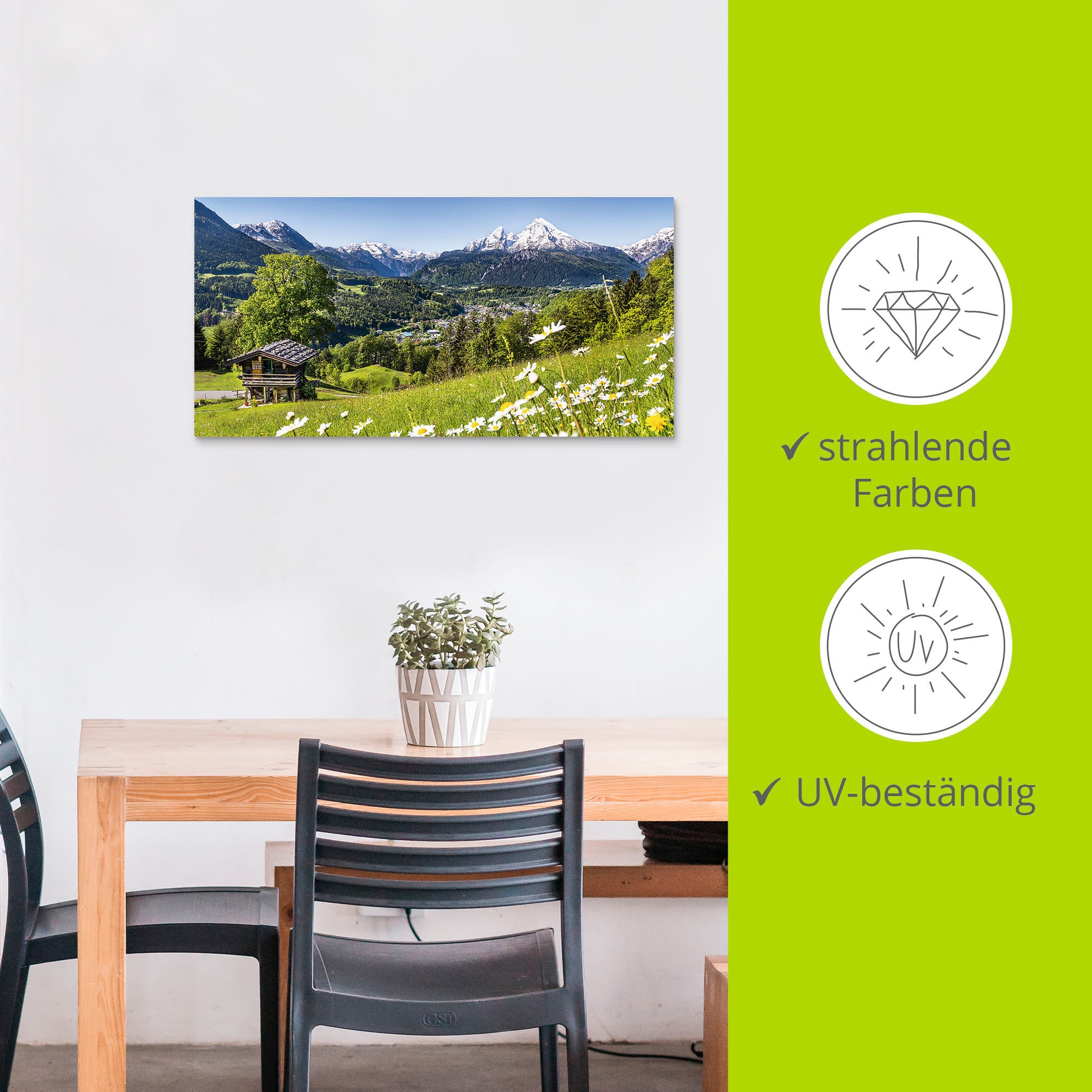 Artland Wandbild »Landschaft in den Bayerischen Alpen«, Berge, (1 St.), als Alubild, Outdoorbild, Leinwandbild, Poster, Wandaufkleber