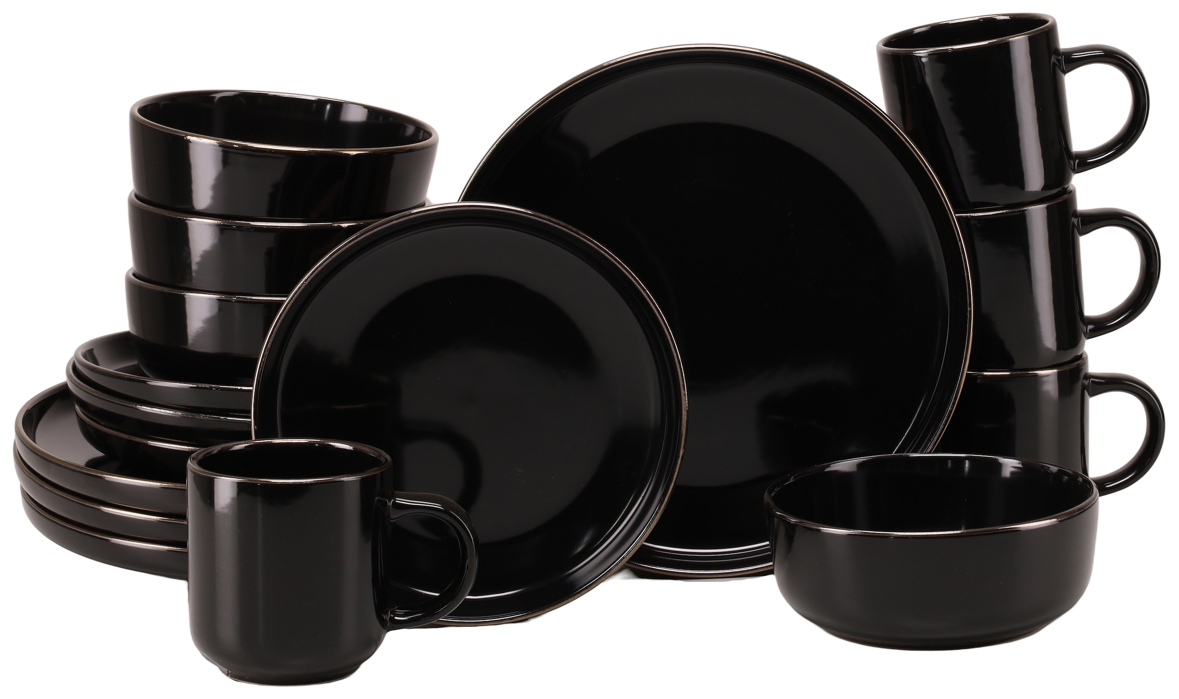CreaTable Kombiservice »Nordic Festive, Service 16-tlg.« Minimalistisches Design, Dezente goldene Akzente