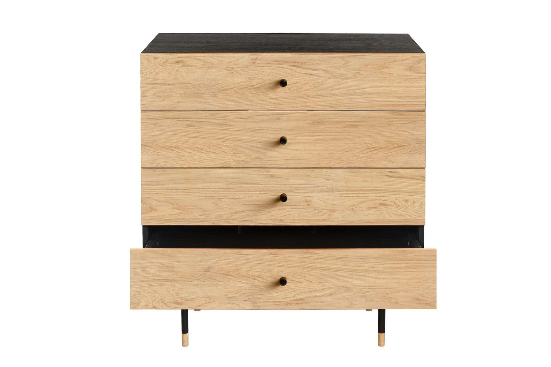 Woodman Kommode »Jugend«, Echtholzfurnier aus Eiche, in 2 Breiten, mit Schubladen, Metallfüße