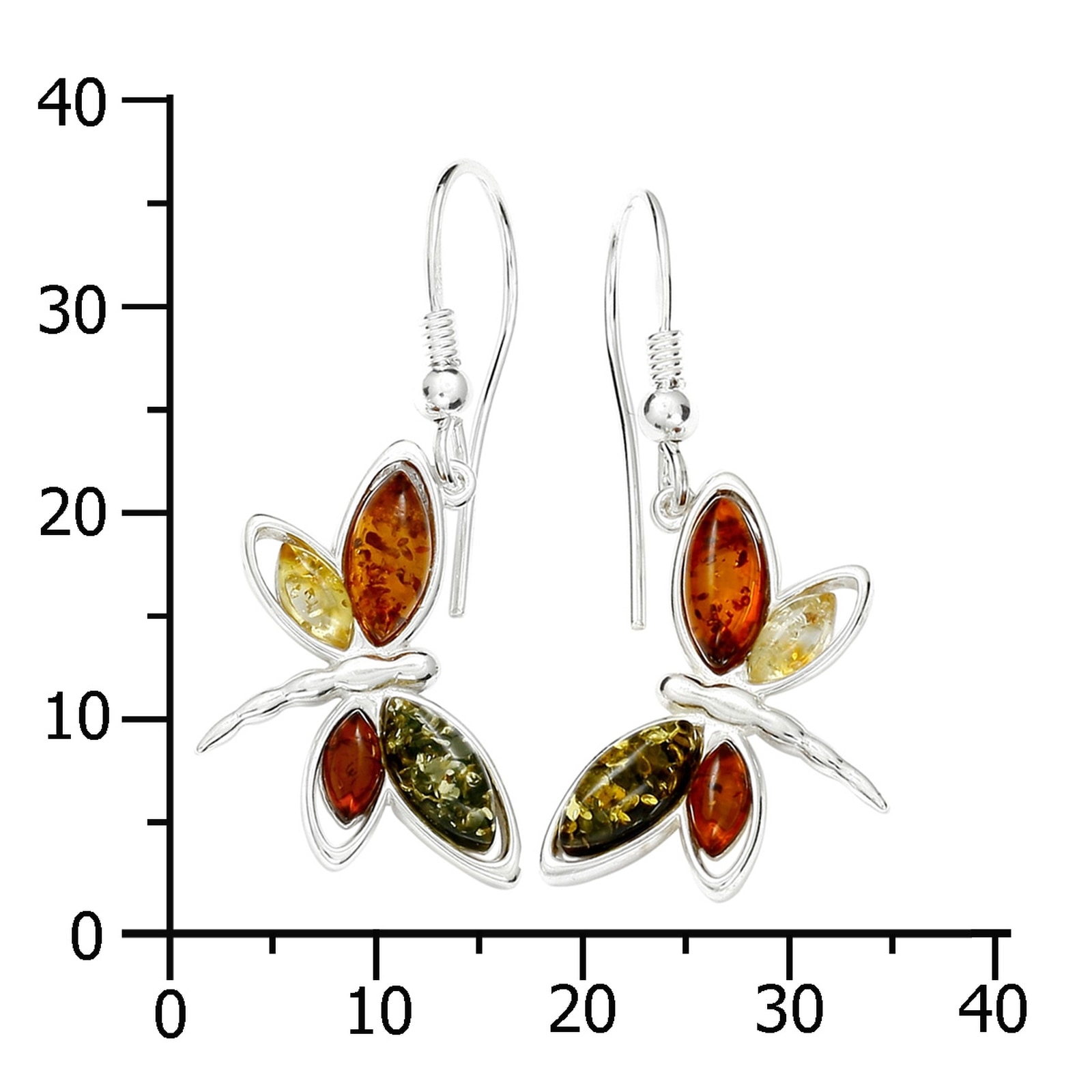 OSTSEE-SCHMUCK Paar Ohrhänger »- Schmetterling - Silber 925/000 - Bernstein«
