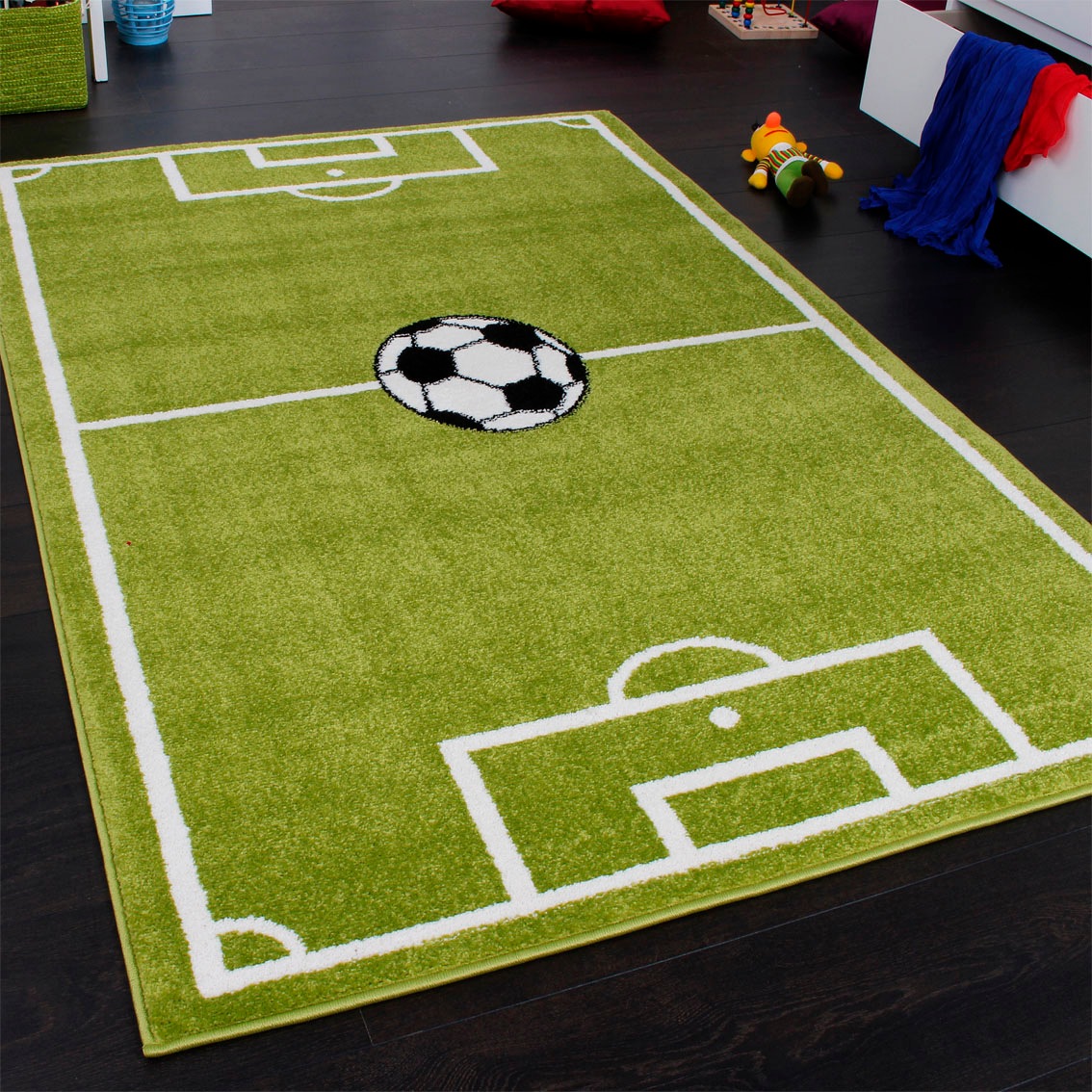 Paco Home Kinderteppich "ECE Fussball 953", rechteckig, Kurzflor, Spiel-Teppich, Motiv Fußballfeld, Kinderzimmer