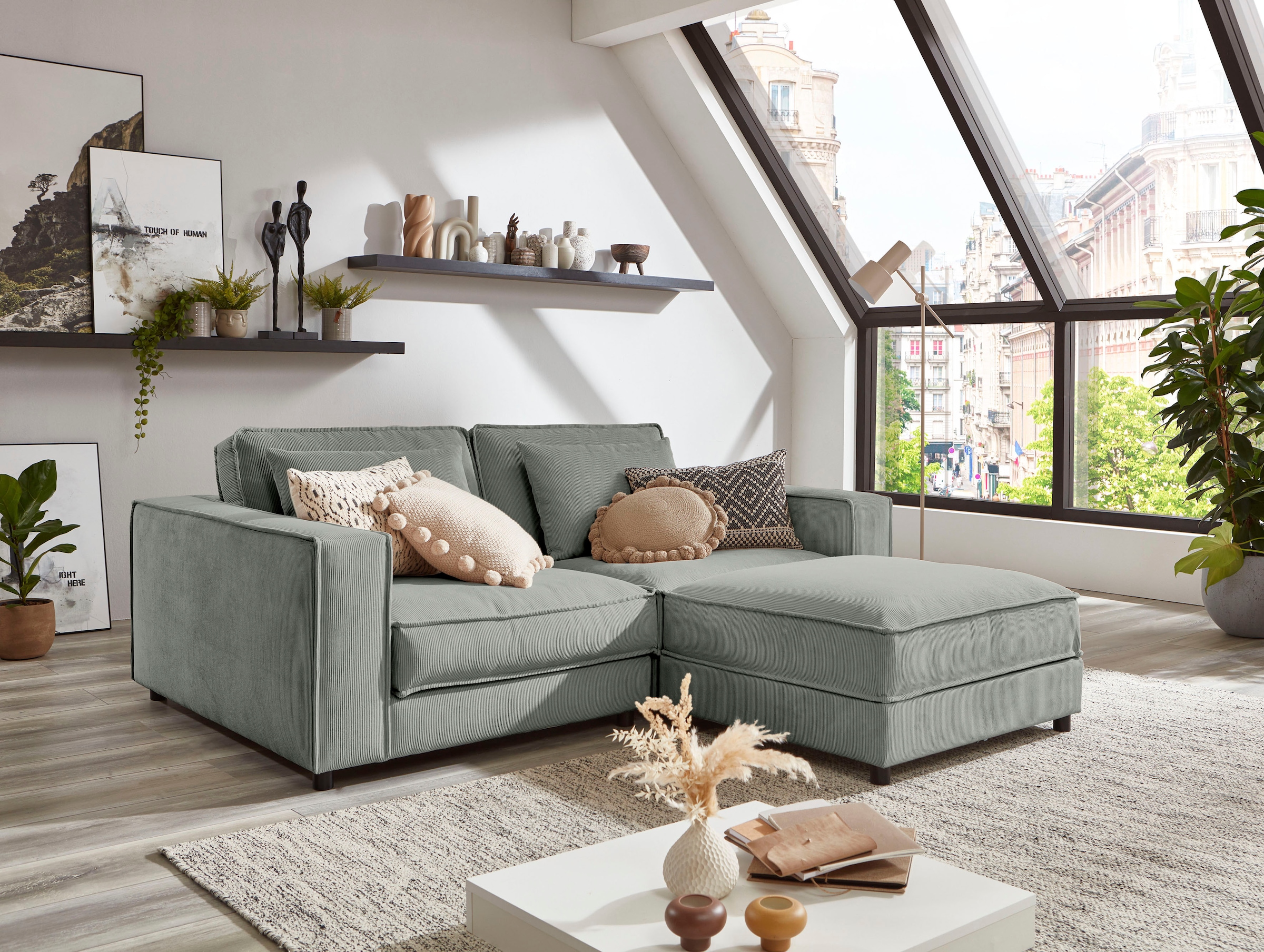 ATLANTIC home collection Hocker »Valan« mit Cord-Bezug, frei stellbar