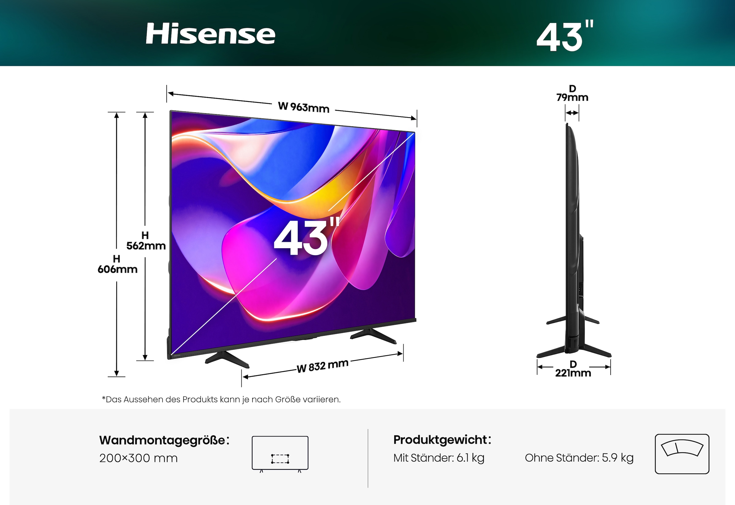 Hisense DLED-Fernseher »43E6DS« 108 cm/43 ″ Smart-TV