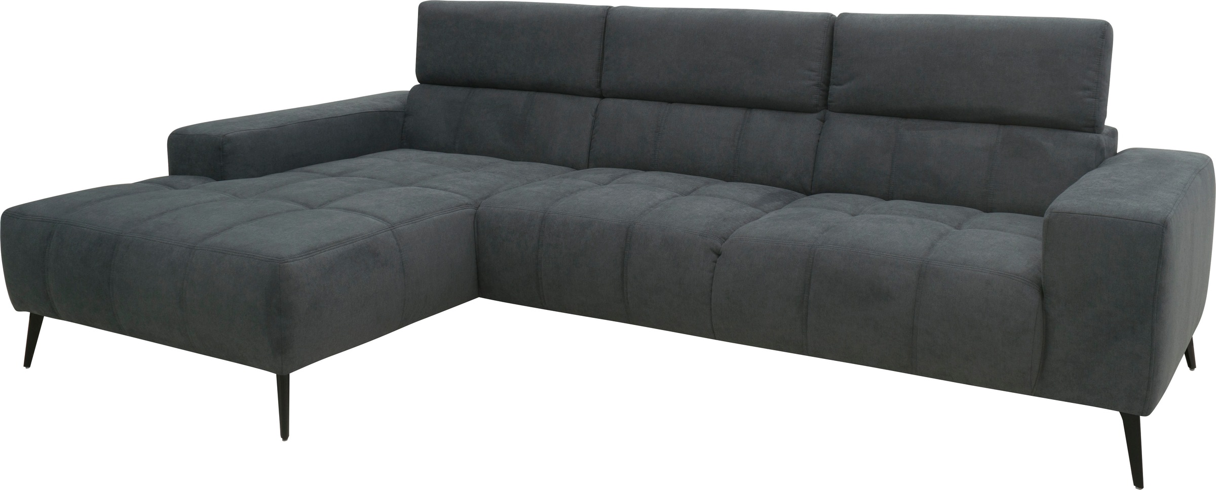 DOMO collection Ecksofa »Trento L-Form, mit Kufenfuß oder Einzelfuß«, wahlweise mit Kopfteilverstellung, Recamiere links/rechts bestellbar