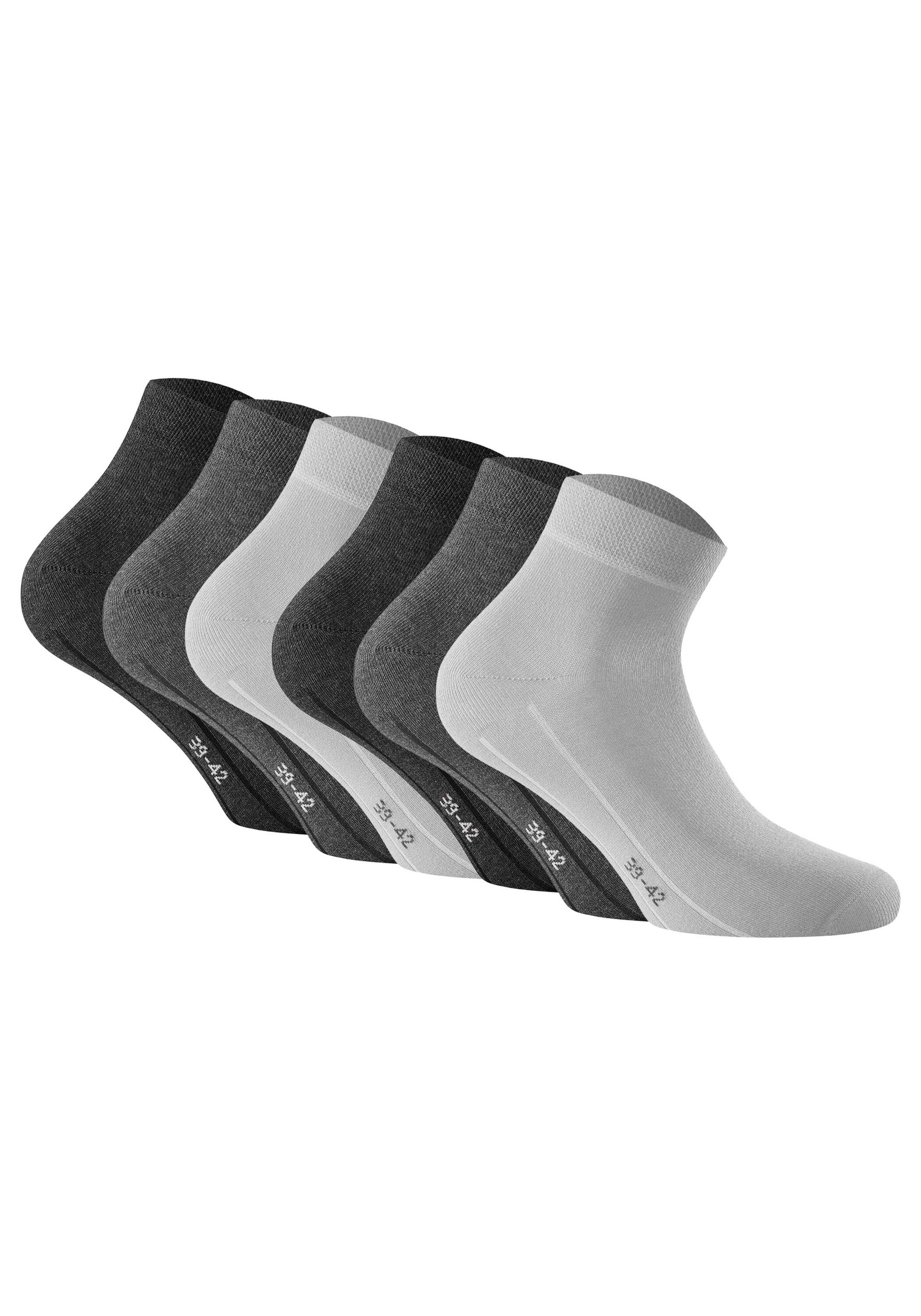 ROHNER SOCKS Damen Sneakersocken "Socken Sneaker Plus 3er Pack 6er Pack", Gr. 39, grau, Obermaterial: 75% Baumwolle CO. 23% Polyamid PA. 2% Elasthan