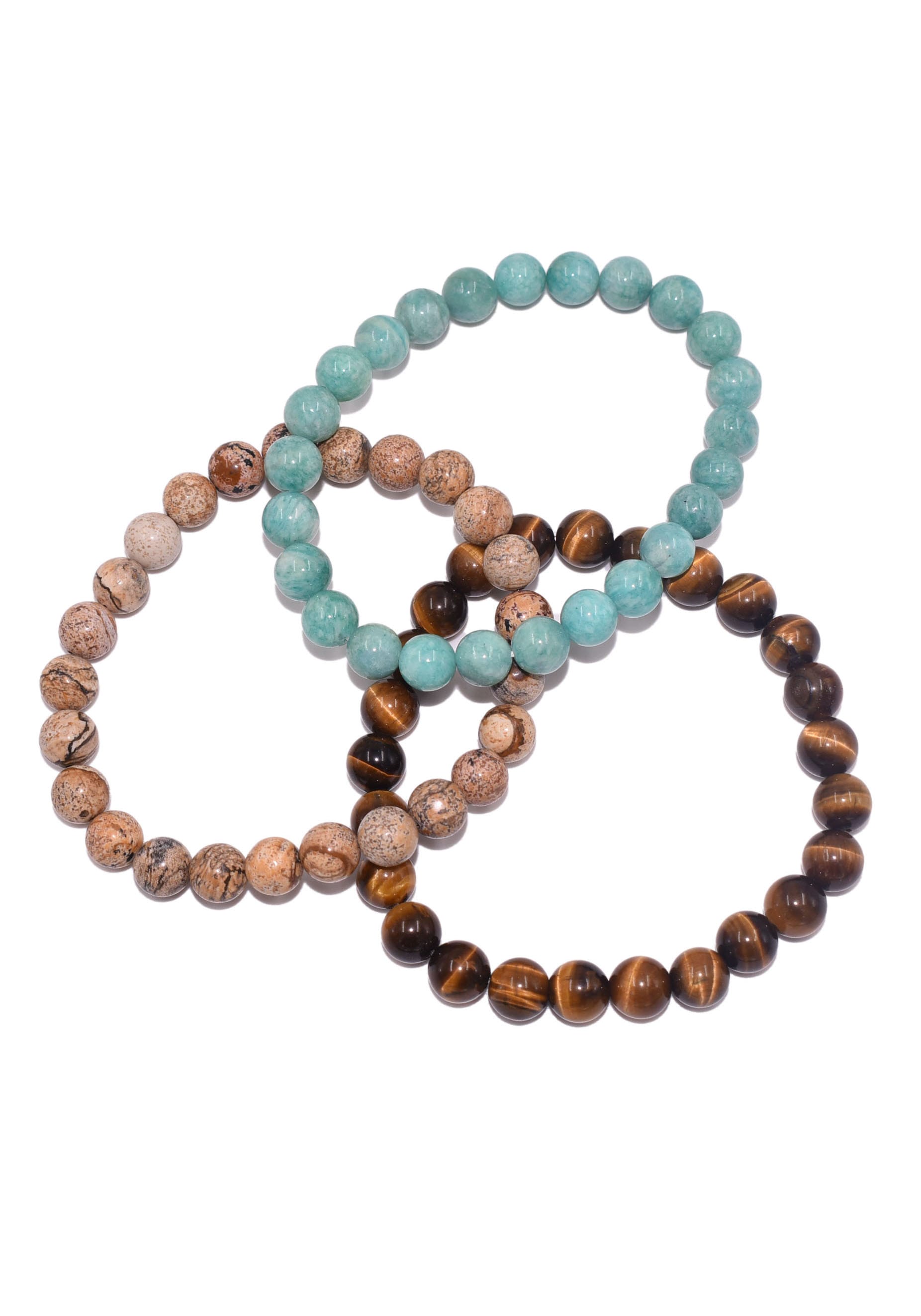 FIRETTI Damen Armband Set "Multipack Schmuck Geschenk Zugarmbänder Steinarmband Edelstein", 20cm, Silikon Stein, blau, Silikon, Stein, Armbänder,