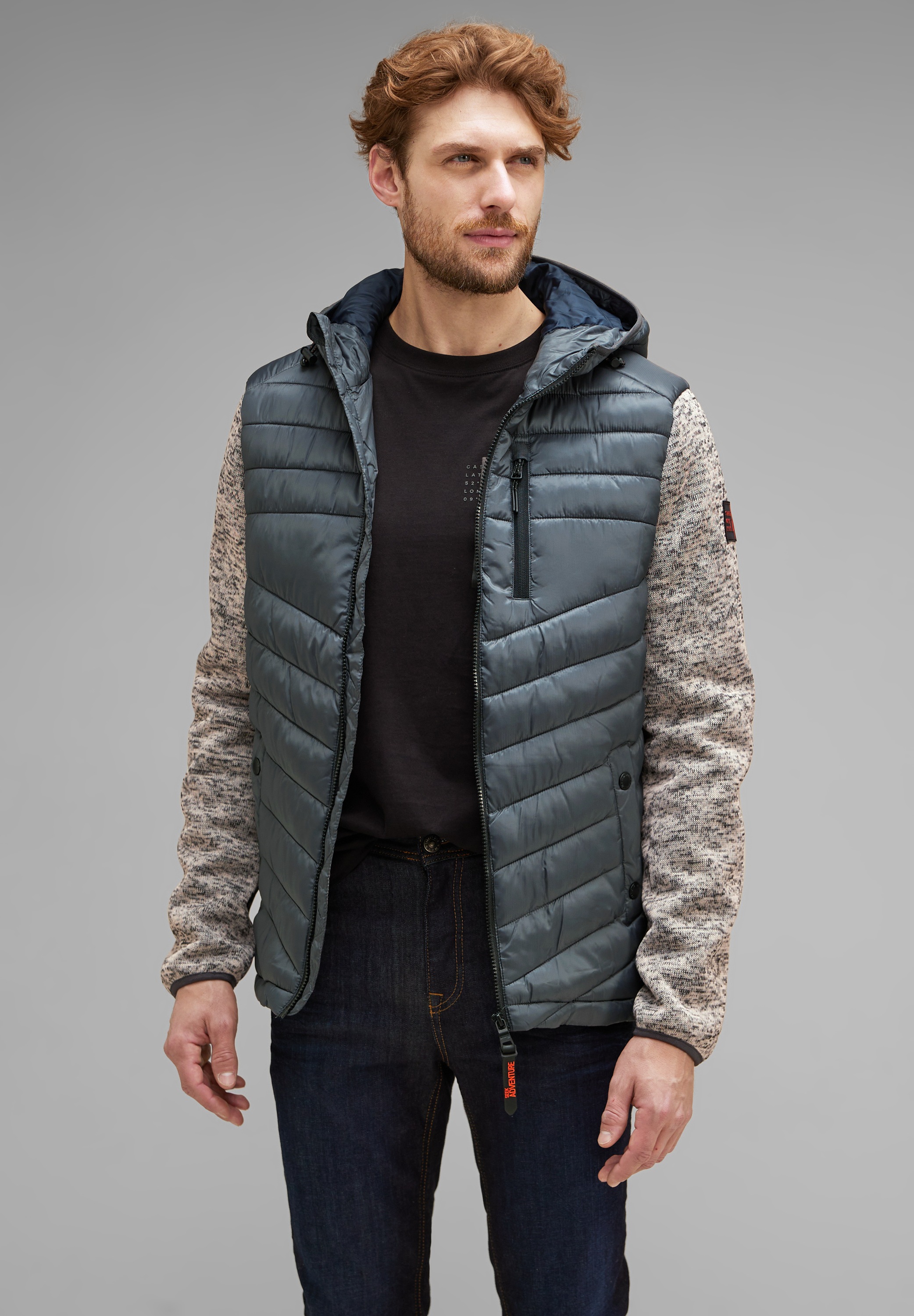 STREET ONE MEN Steppjacke, mit Kapuze, mit Kapuze