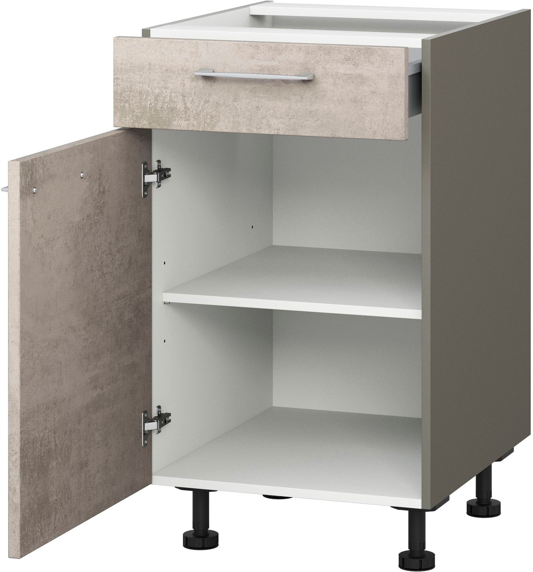 KOCHSTATION "KS-Trea US50" mit einem Auszug und einer Tür, Einlegeboden, Breite 50 cm, Höhe 75 cm