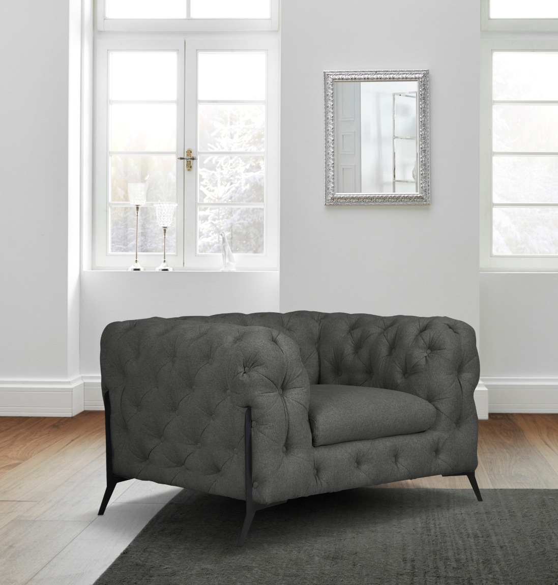 Leonique Chesterfield-Sessel »Amaury Sessel«, aufwändige Knopfheftung, moderne Chesterfield Optik, Fußfarbe wählbar