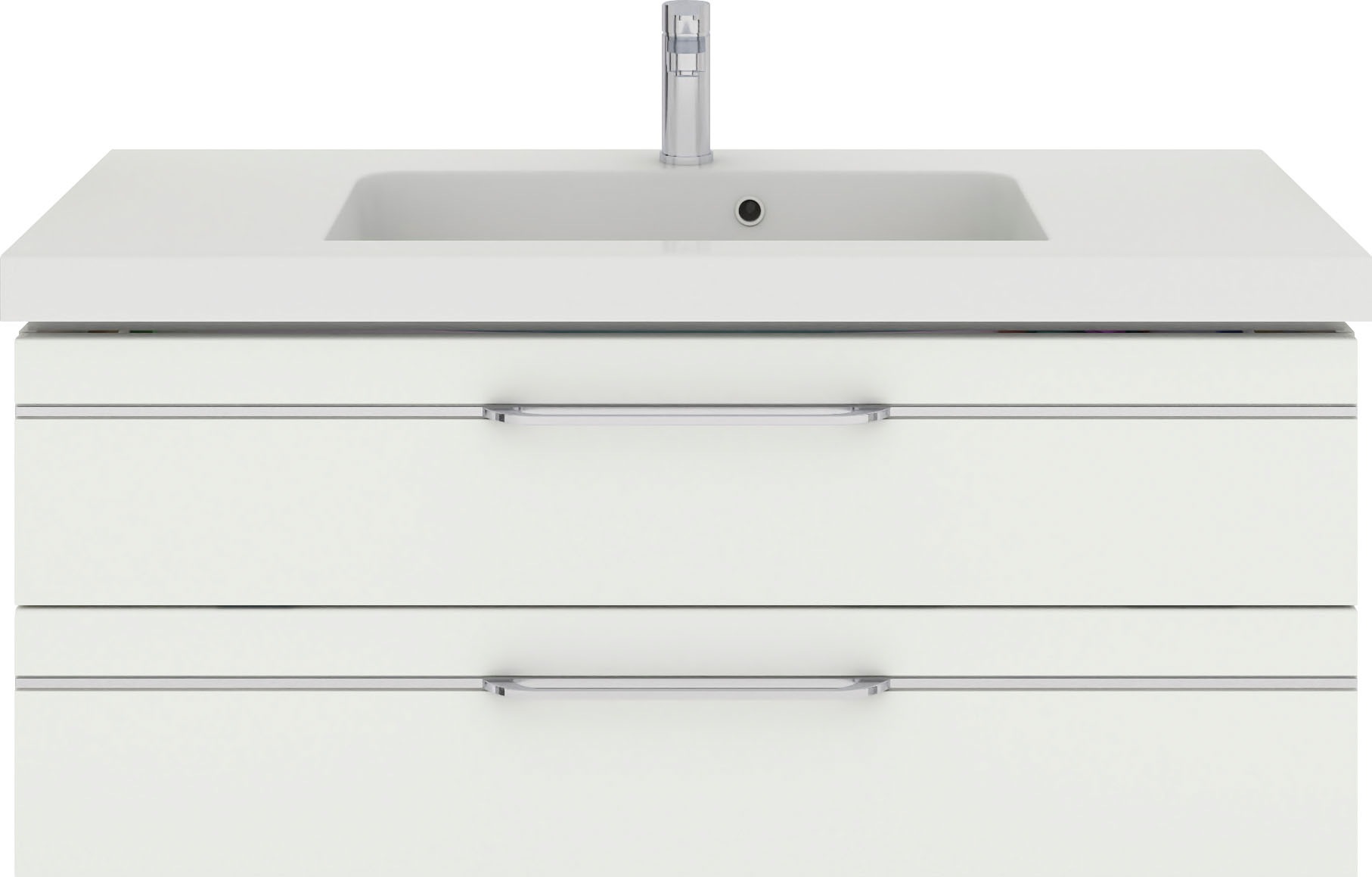 Saphir Badmöbel-Set »Balto Sprint 4-teilig, Mineralmarmor-Waschtisch mit LED-Spiegelschrank«, (5 St.), Unterschrank, Midischrank, inkl. Türdämpfer, 5 Türen, 5 Schubladen