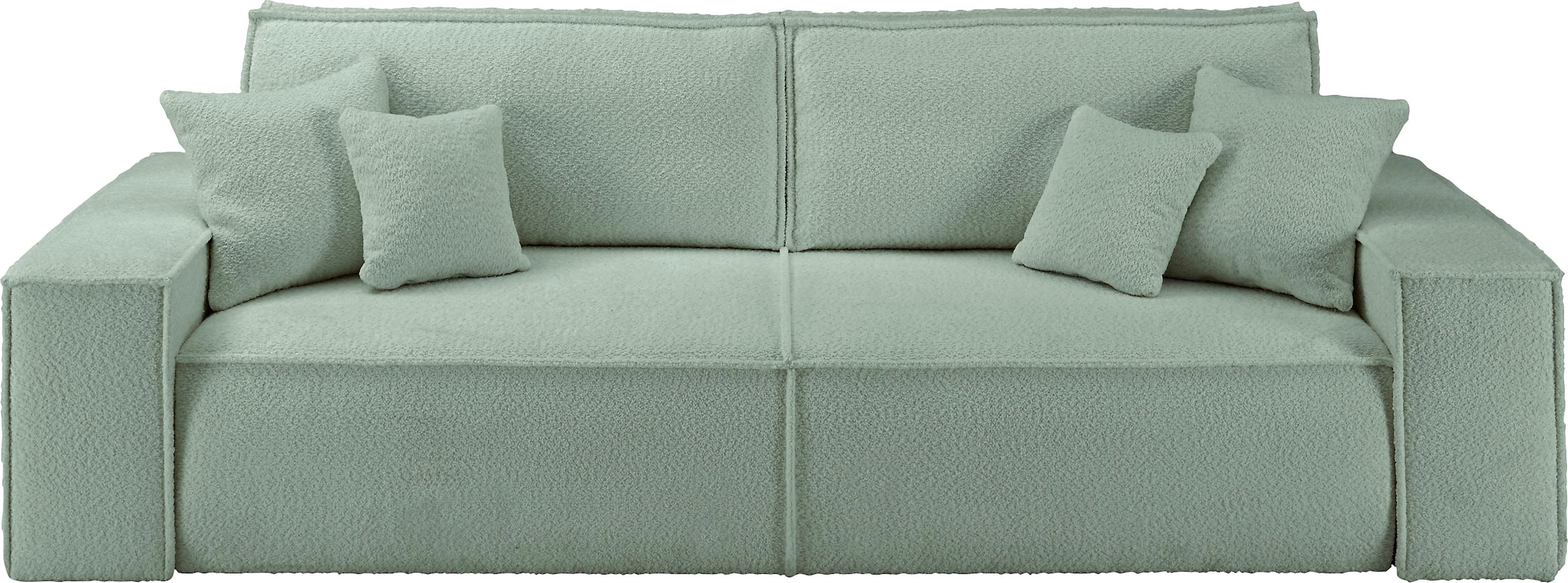 andas 3-Sitzer »FINNLEY Schlafsofa 257 cm, Schlaffunktion mit Bettkasten (200/136cm)«, in Aqua Clean-Bouclé, Struktur fein u. Cord