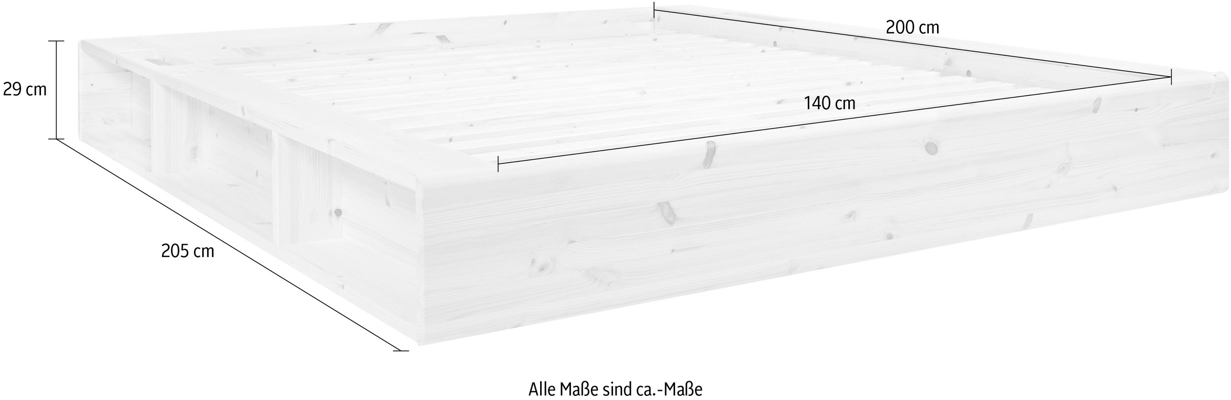 Karup Design Futonbett »Ziggy, in mehreren Breiten, zertifiziertes Massivholz«, praktische Ablagefläche neben der Matratze, viel Stauraum