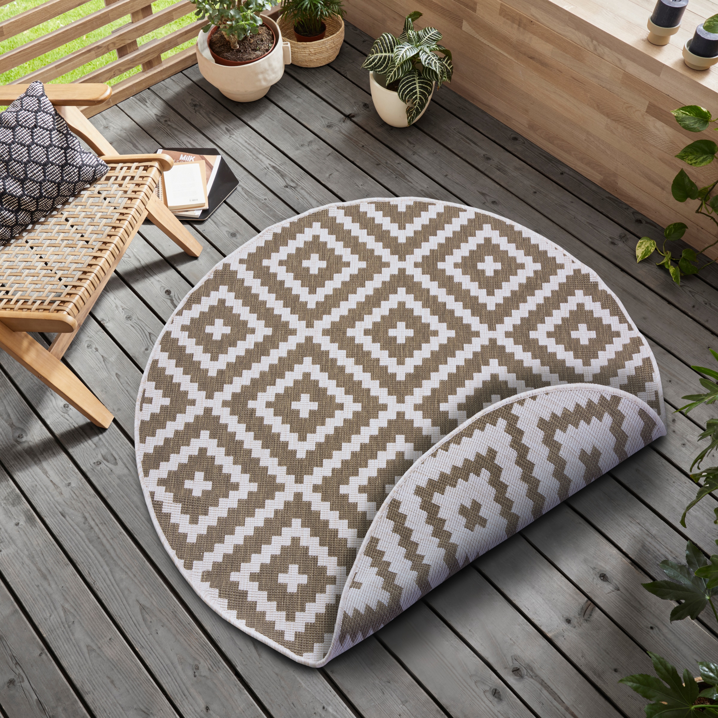 my home Teppich "Ronda Wendeteppich" rund 5 mm Höhe Sisal-Optik, Flachgeweb günstig online kaufen