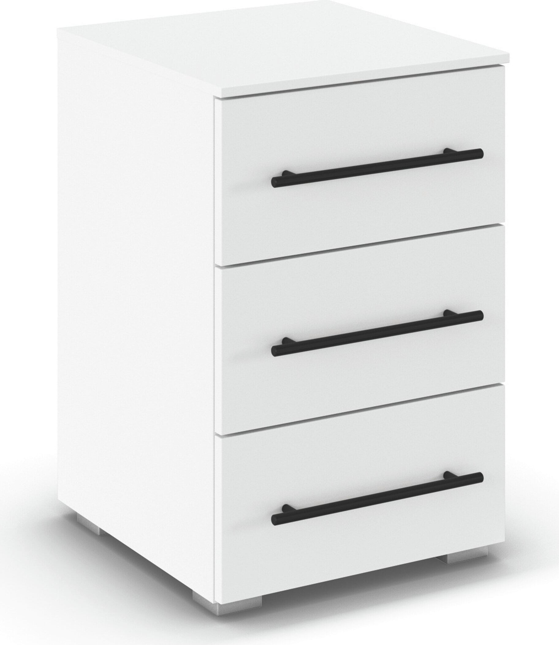 OTTO home Nachtkommode "Nachttisch Nachtkonsole Nachtschrank RONDO" Breite 40 / Höhe 61 cm, mit 3 geräumigen Schubladen Metallgriff in Schwarz MADE IN GERMANY