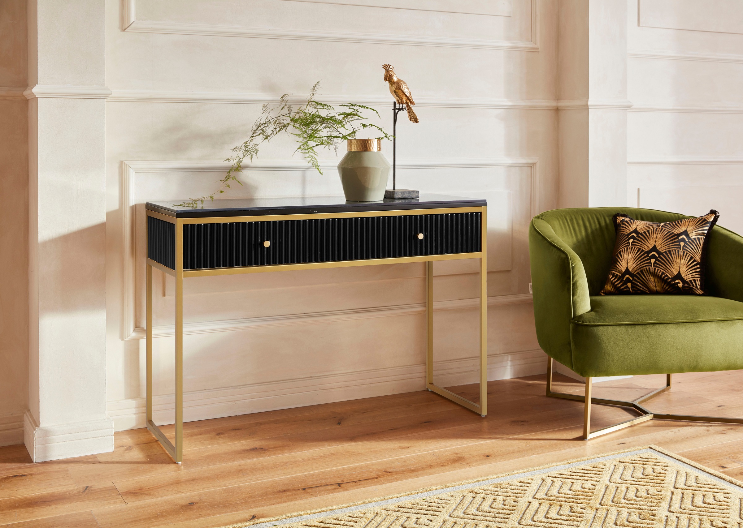 Leonique Konsolentisch "Fleuriss" Keramikplatte, goldene Beine, FSC-zertifi günstig online kaufen