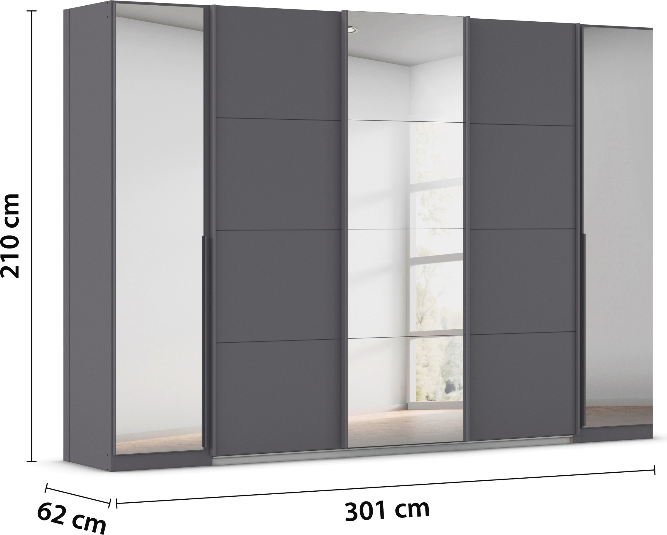 rauch Schwebetürenschrank »Agordo«, (im angesagten Mix aus Dreh- und Schwebetüren), optional mit Spiegel und zwei Griff-Farben MADE IN GERMANY