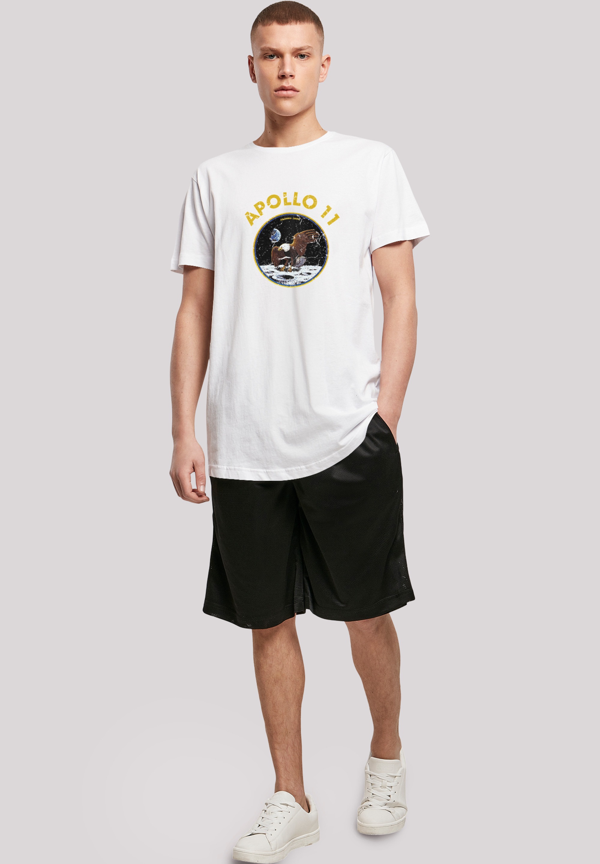 Black Friday Herren,Premium »NASA Classic | T-Shirt BAUR Mondlandung White«, Merch,Lang,Longshirt,Bedruckt F4NT4STIC
