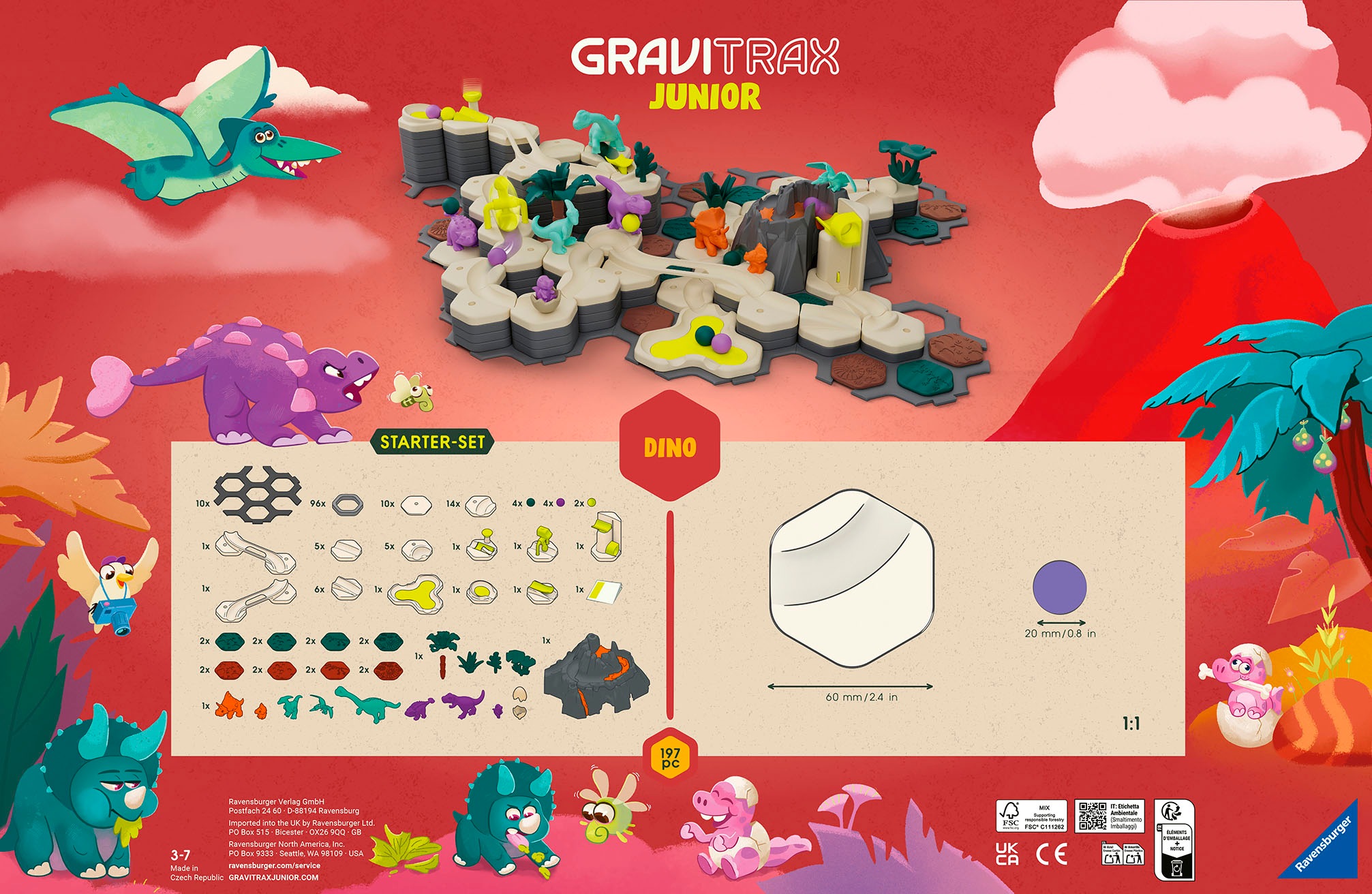 Ravensburger Kugelbahn-Bausatz »GraviTrax Junior Starter-Set XXL Dino«, Made in Europe