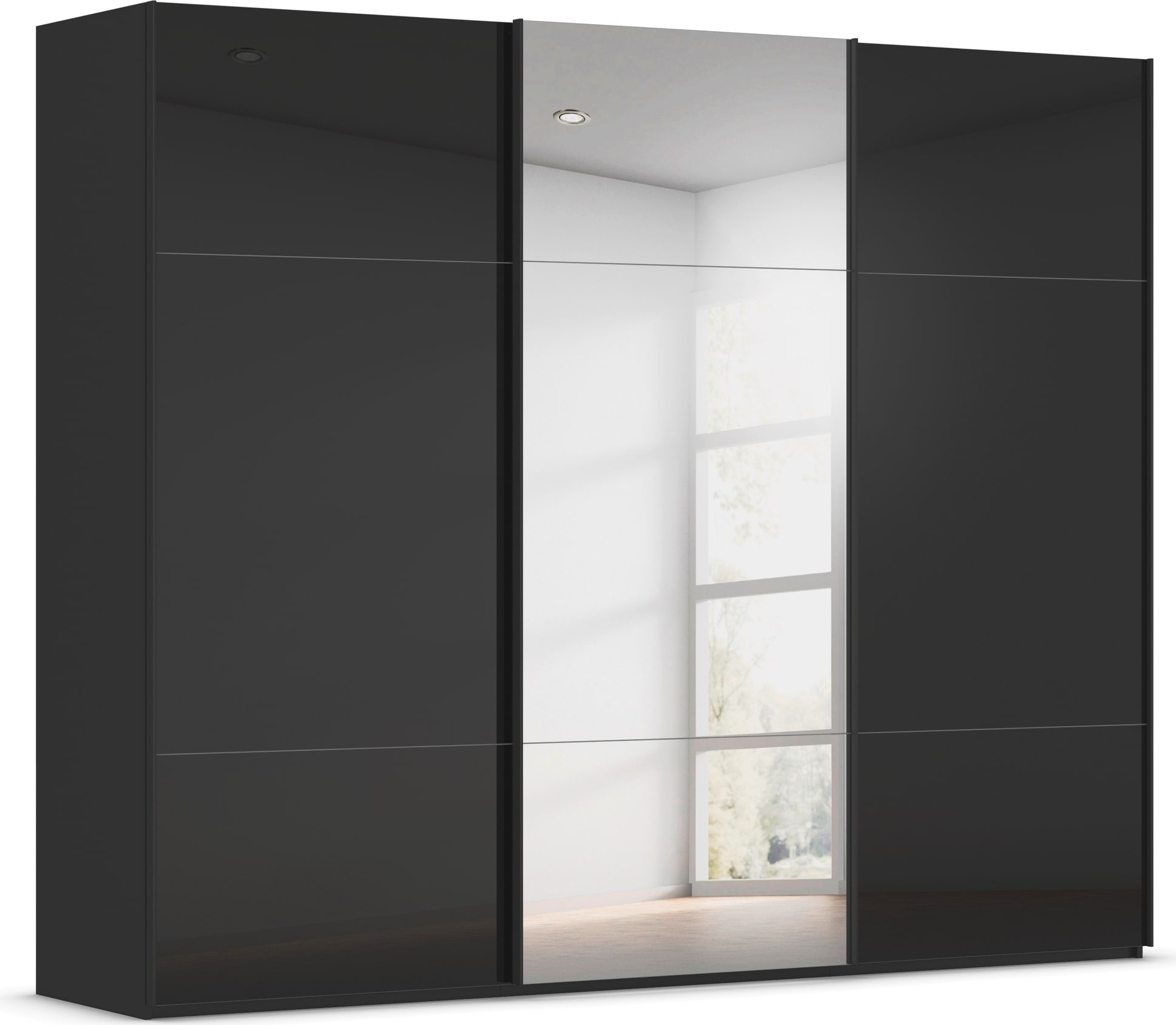 rauch Schwebetürenschrank "Kleiderschrank Schrank Garderobe Schlafzimmerschrank CONTIDO" 3 verschiedene Ausstattungen BASIC/CLASSIC/PREMIUM (inkl. SOFT-CLOSE), aus hochwertigem Material in 6 Breiten 2 Griff-Farben MADE IN GERMANY