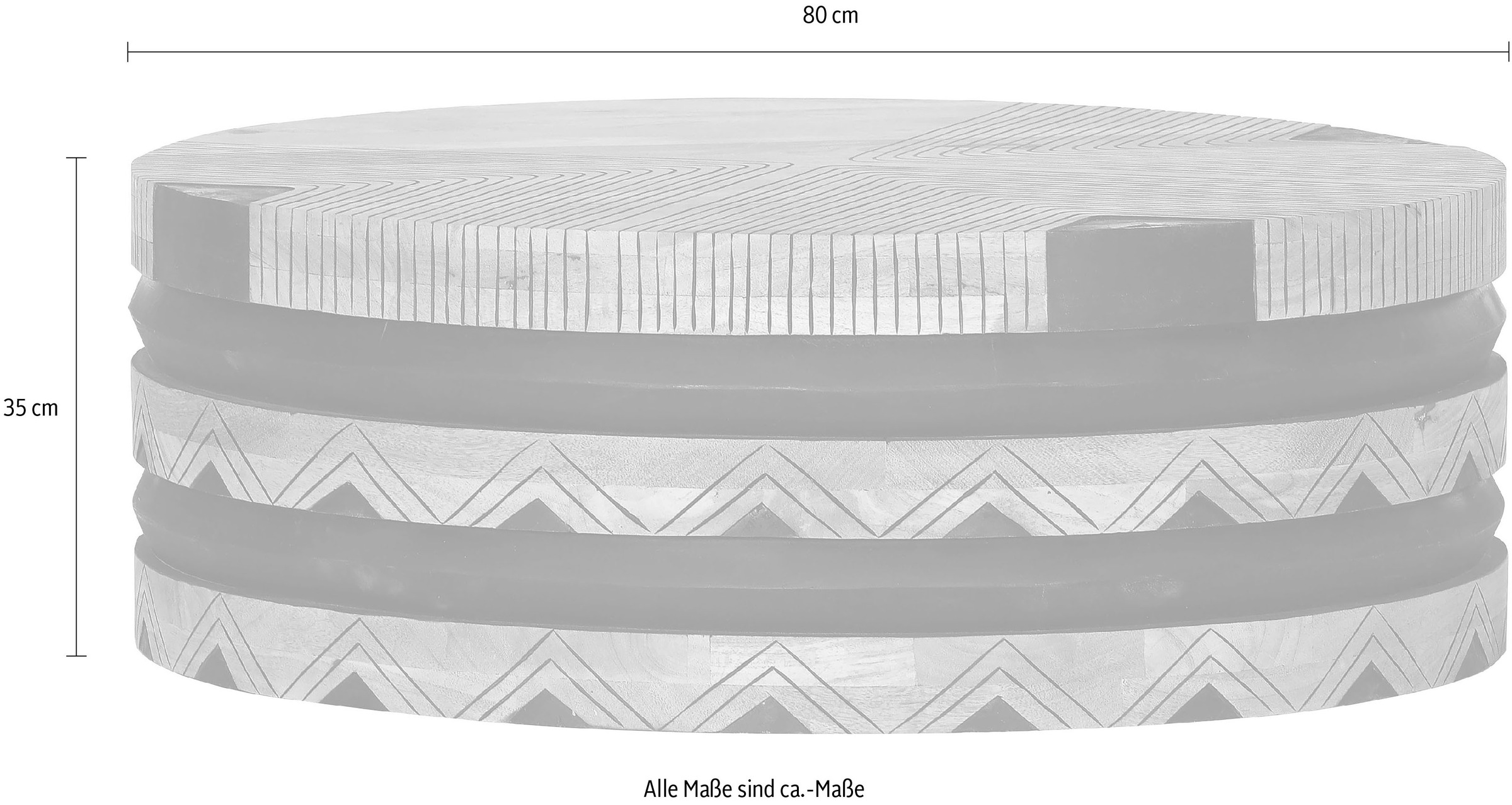 Couchtisch GUTMANN FACTORY "Manda", beige (natur, natur, schwarz, natur), B:80cm H:35cm T:80cm, Tische, Couchtisch 3