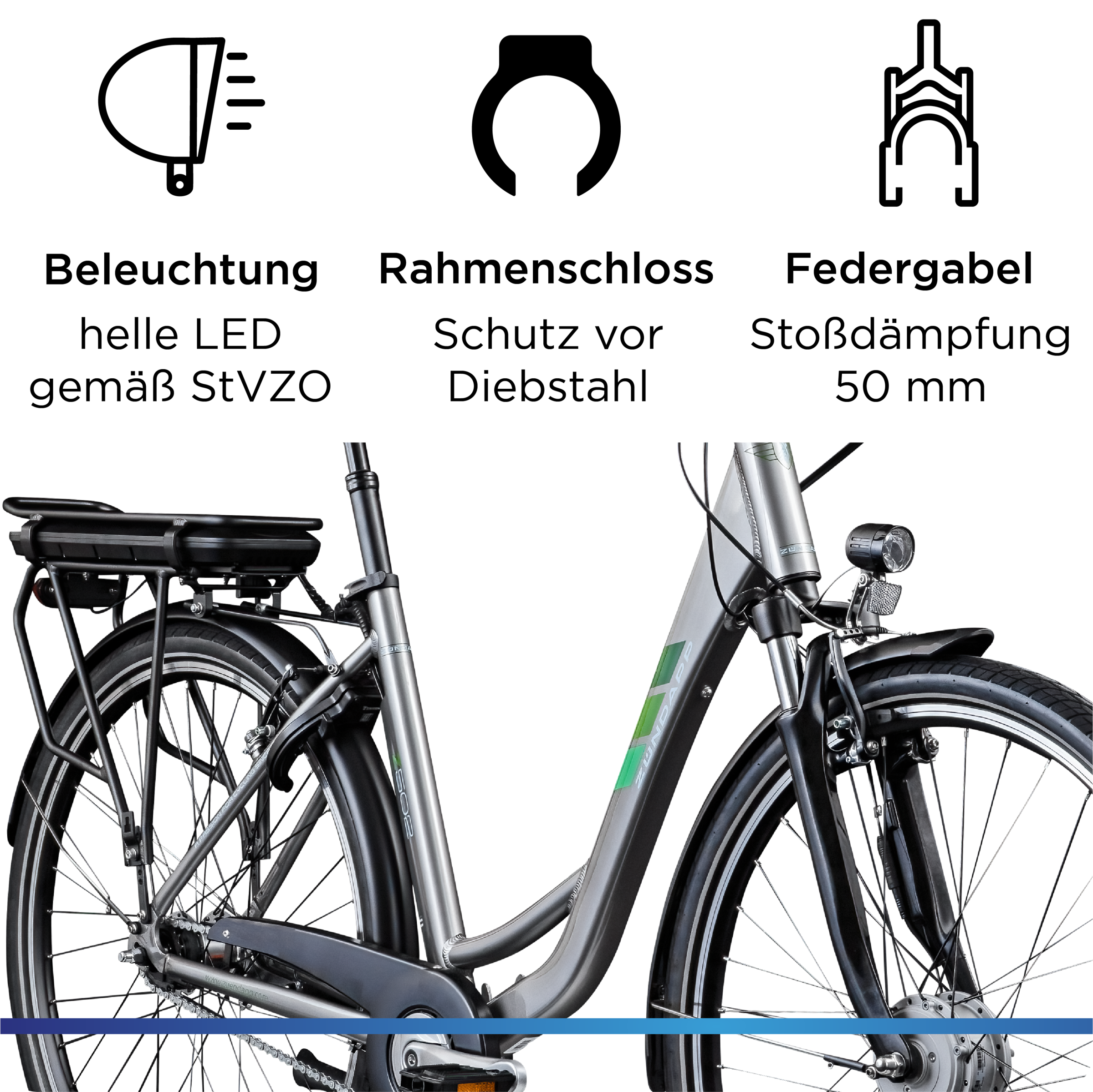 Zündapp »Z502« 7 Gang Nabenschaltung Frontmotor 250 W Pedelec, Elektrofahrrad für Damen und Herren