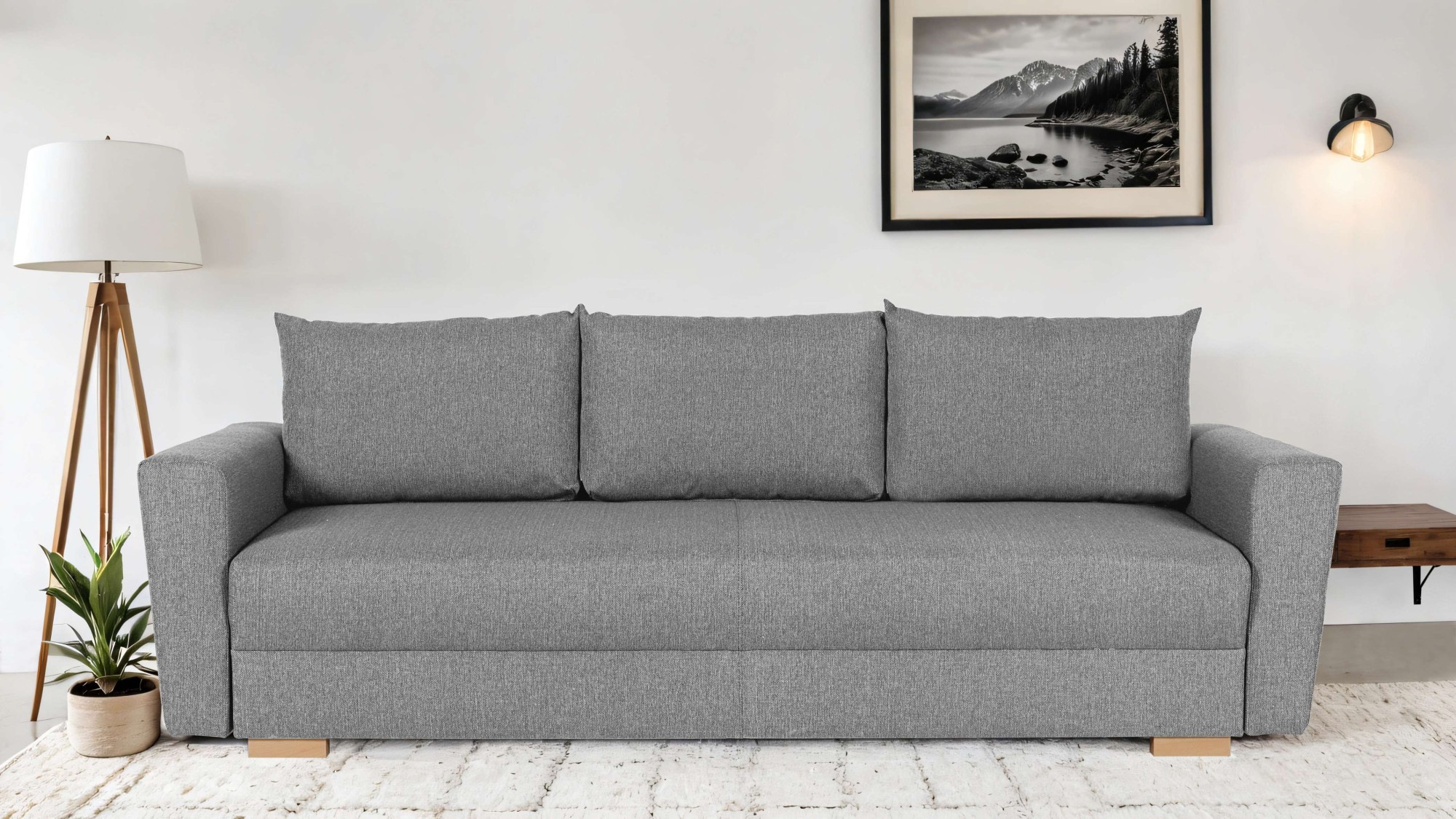 3-Sitzer HOME AFFAIRE "MAGHERA 230 cm - OTTO. Verlässliche Qualität.", grau (hellgrau), B:230cm H:79cm T:92,5cm, 100% Polyester, Sofas, Schlafsofa, Bettkasten, pflegeleicht 4