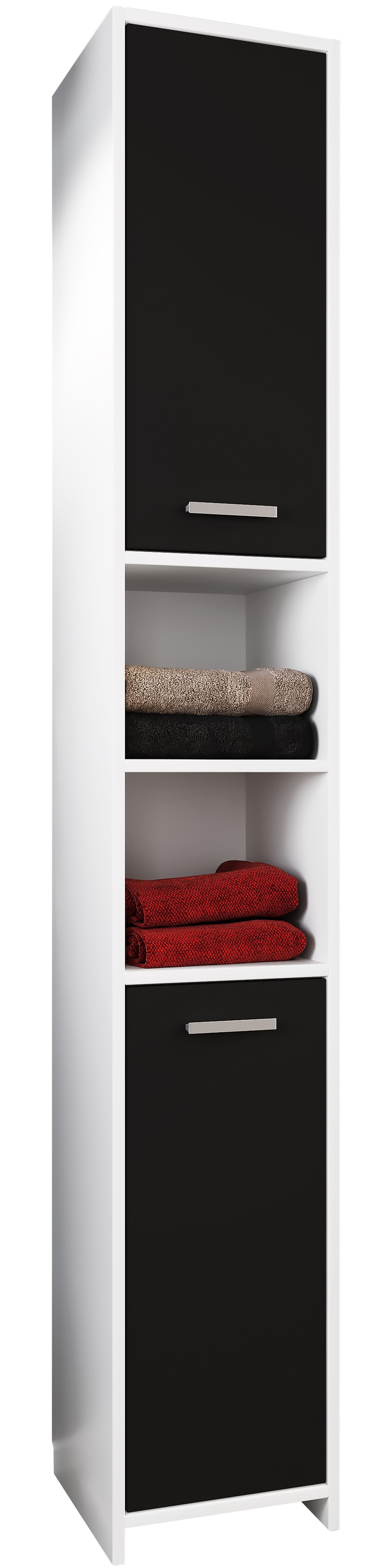 Hochschrank VCM, B:30cm T:30cmweiß, schwarz, Obermaterial: 100% Holz Wood., Badezimmer, Schränke, "Holz Badmöbel Bad Hochschrank Badschrank Zalo"