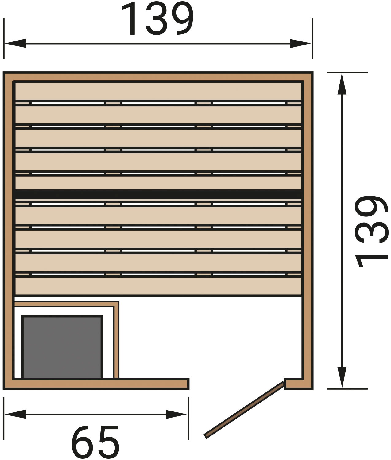 weka Sauna »Massivholzsauna VALIDA 1«, Blockbohlen, moderne Ganzglastür