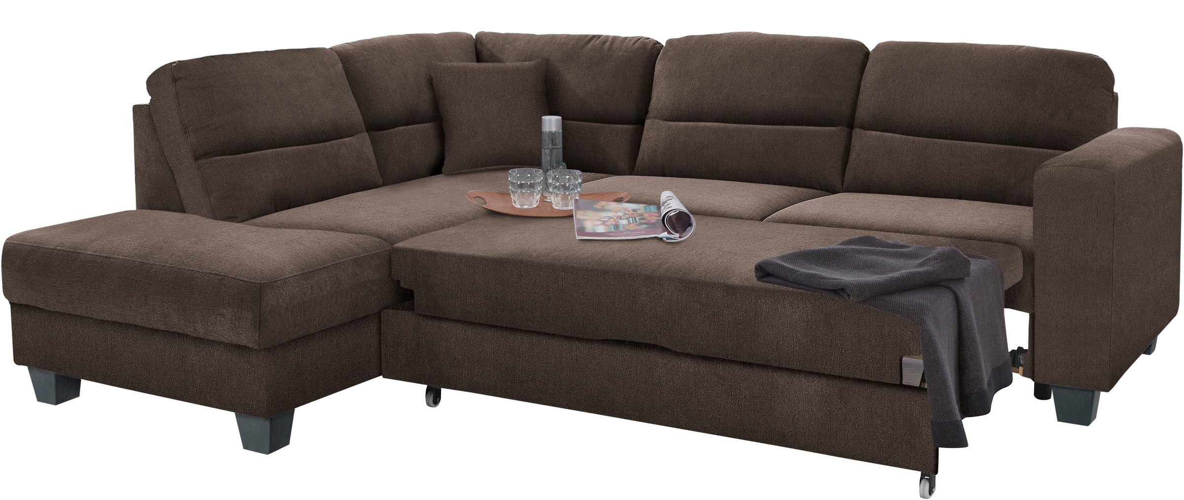 TRENDMANUFAKTUR Ecksofa »Chamber, zeitlos und modern, hoher Sitzkomfort, L-Form«, wahlweise mit Schlaffunktion