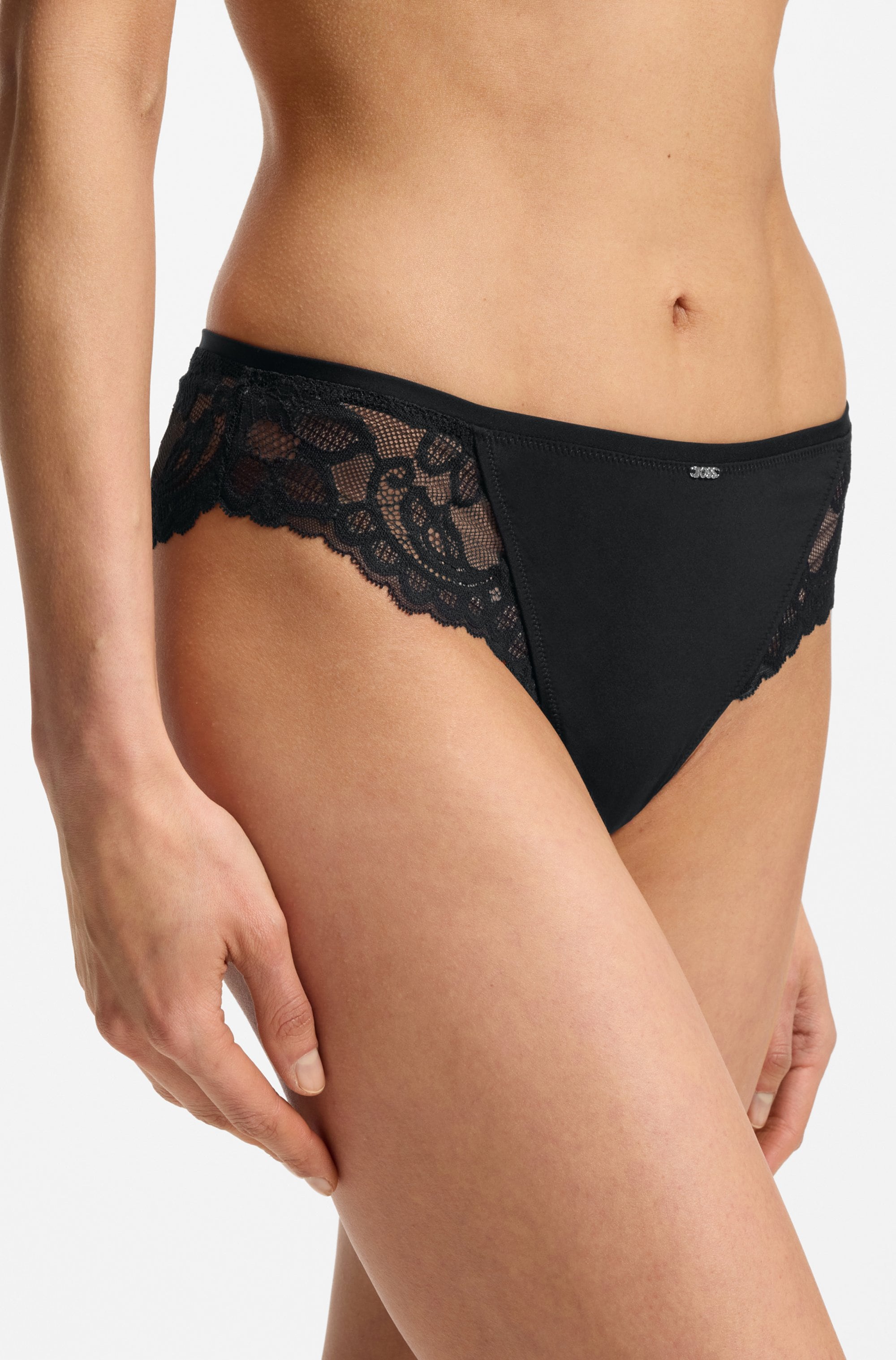 BOSS Slip »BRIEF BLOSSOM« mit Spitze, Label-Anhänger