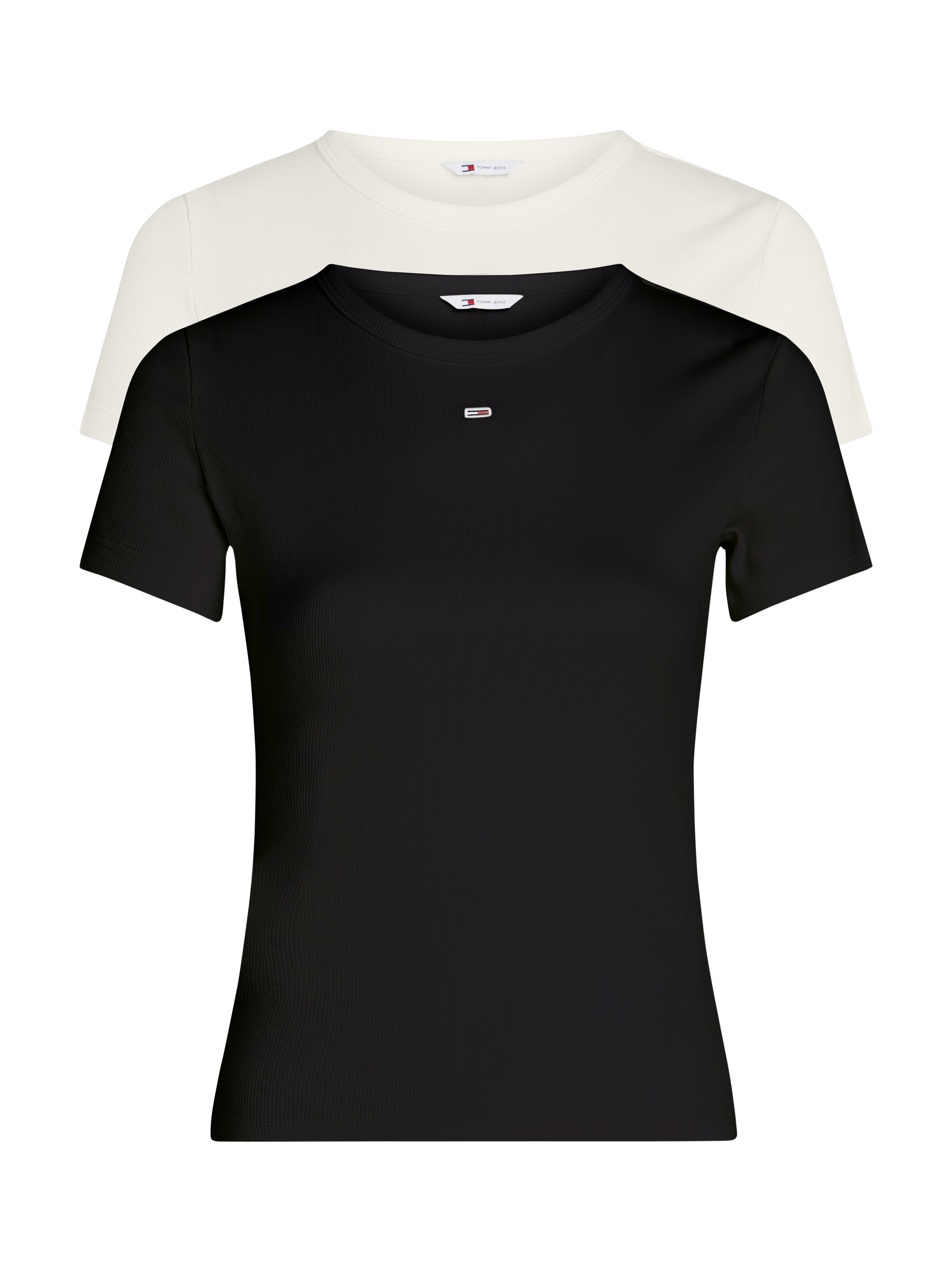 Tommy Jeans Kurzarmshirt "TJW 2PACK SLIM ESSENTIAL RIB SS" Packung, 2er-Pack, 2 Stk. mit gerippter Struktur, Rundhals